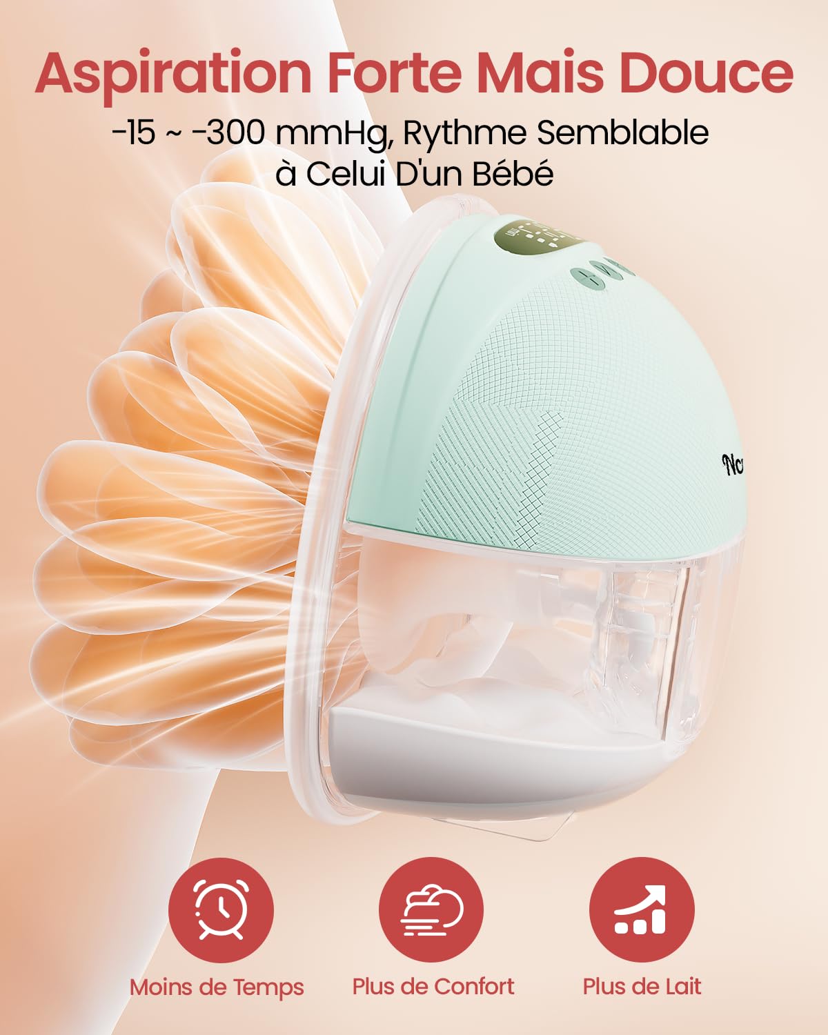 NCVI Tire-Lait Électrique Mains Libres pour Mères allaitantes, Vert, 2Pcs | 4 Modes 9 Niveaux, Faible Bruit, Sans BPA, Anti-reflux