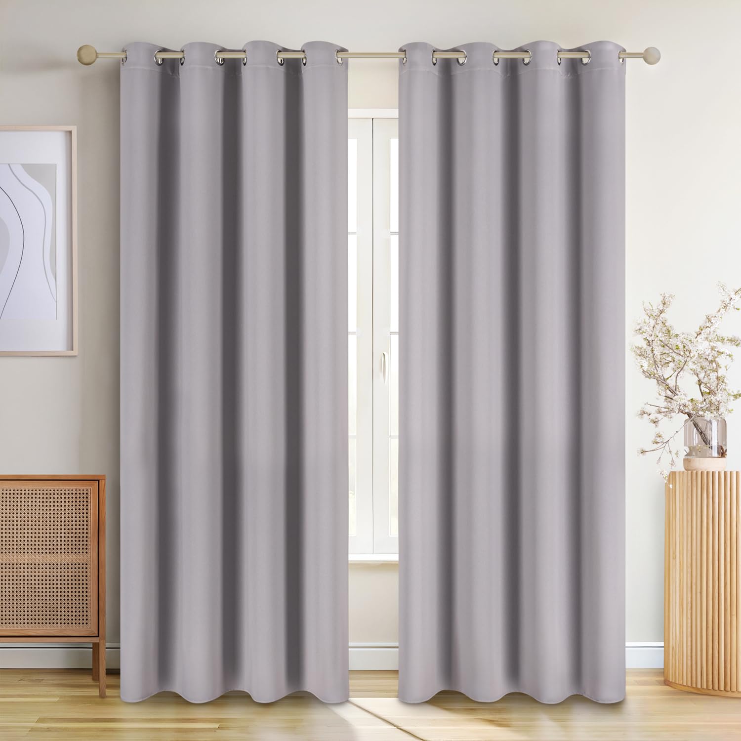 Blumtal cortinas opacas 2 piezas 265x140cm - cortinas salon opacas - cortinas dormitorio con ojal - cortinas termicas aislantes frio y calor - cortina separador de ambientes, cortina - cortinas grises