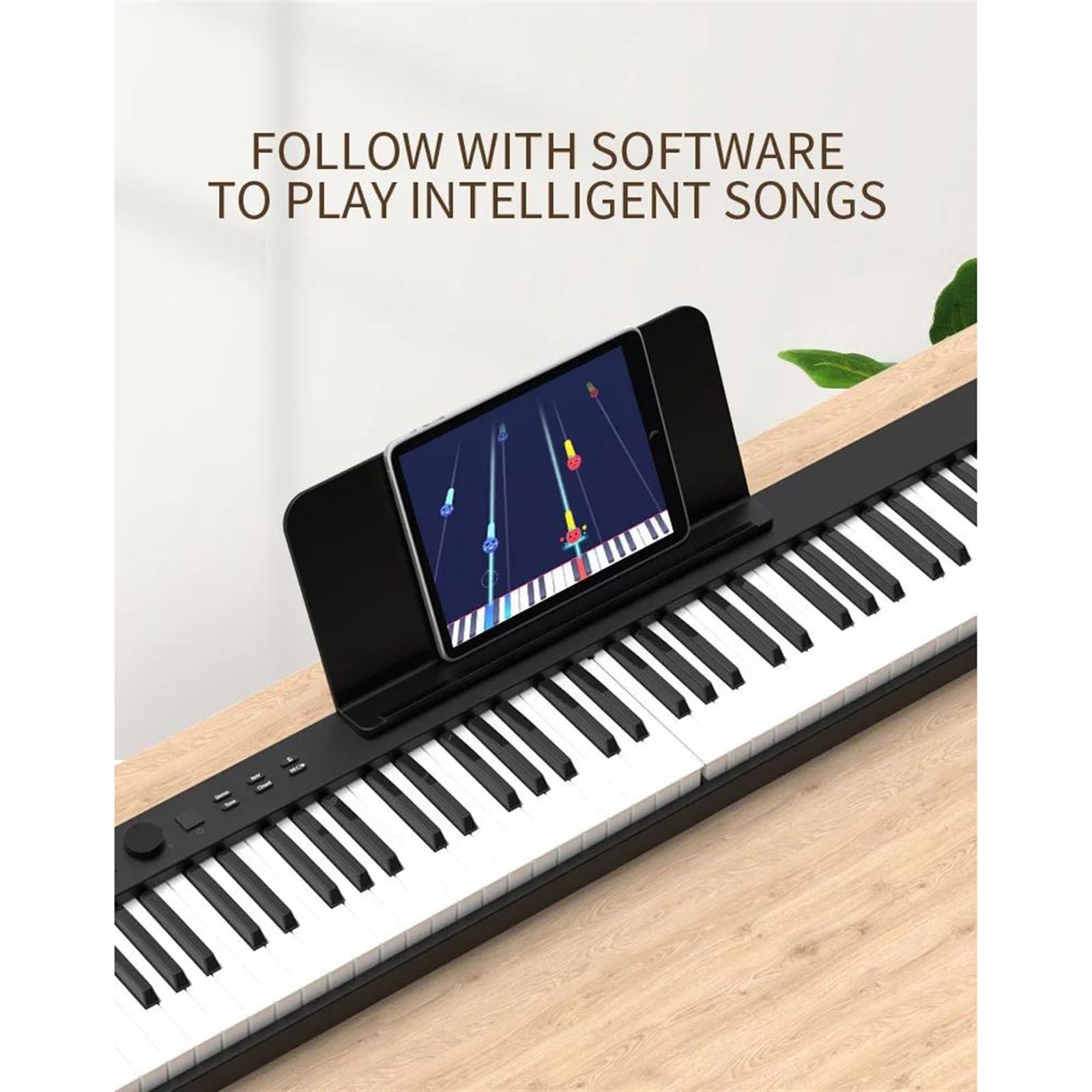 Elektroniczne Cyfrowe Pianino Wielofunkcyjny Elektroniczny Syntezator Muzyczny Składany Fortepian 88 Klawiszy Cyfrowy Instrument Klawiszowy USB Prezent(Black,UK)