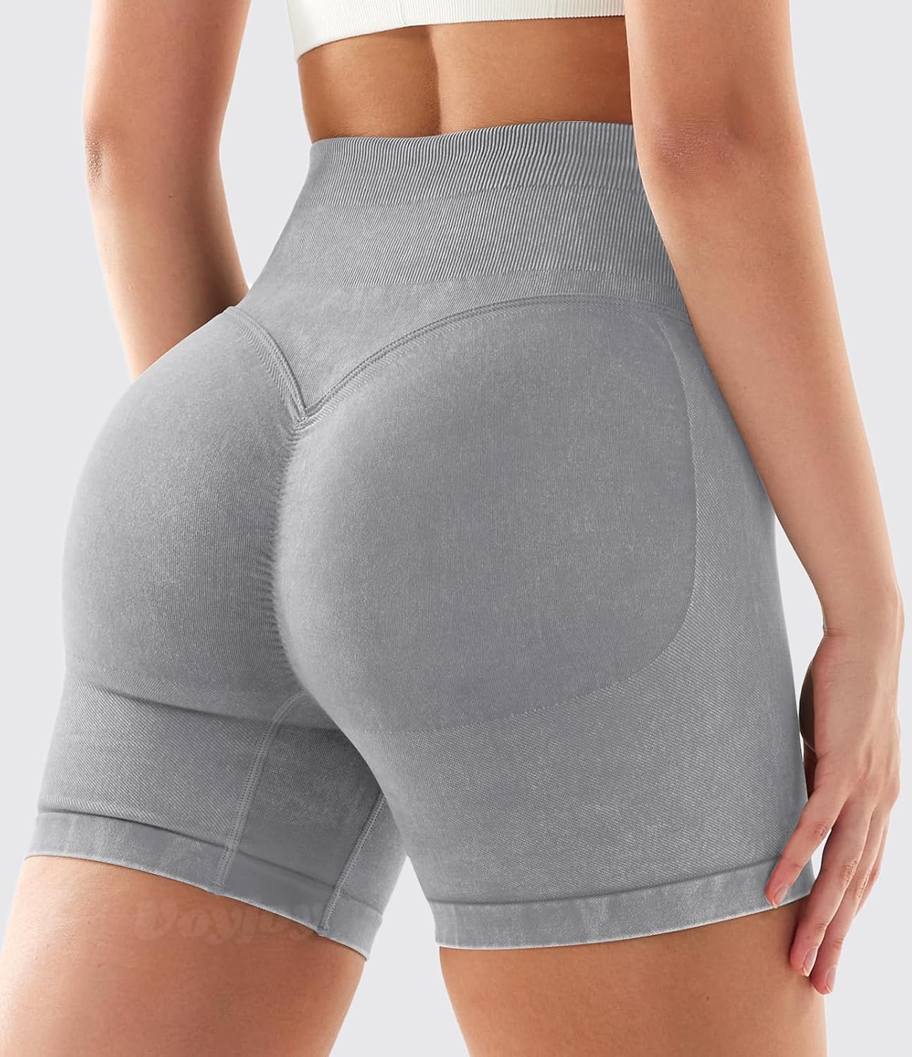 VOYJOY Women Sandwashed Impact Shorts High Waist Scrunch Butt Lifting Gym Biker Shorts Workout Gym - Image 3