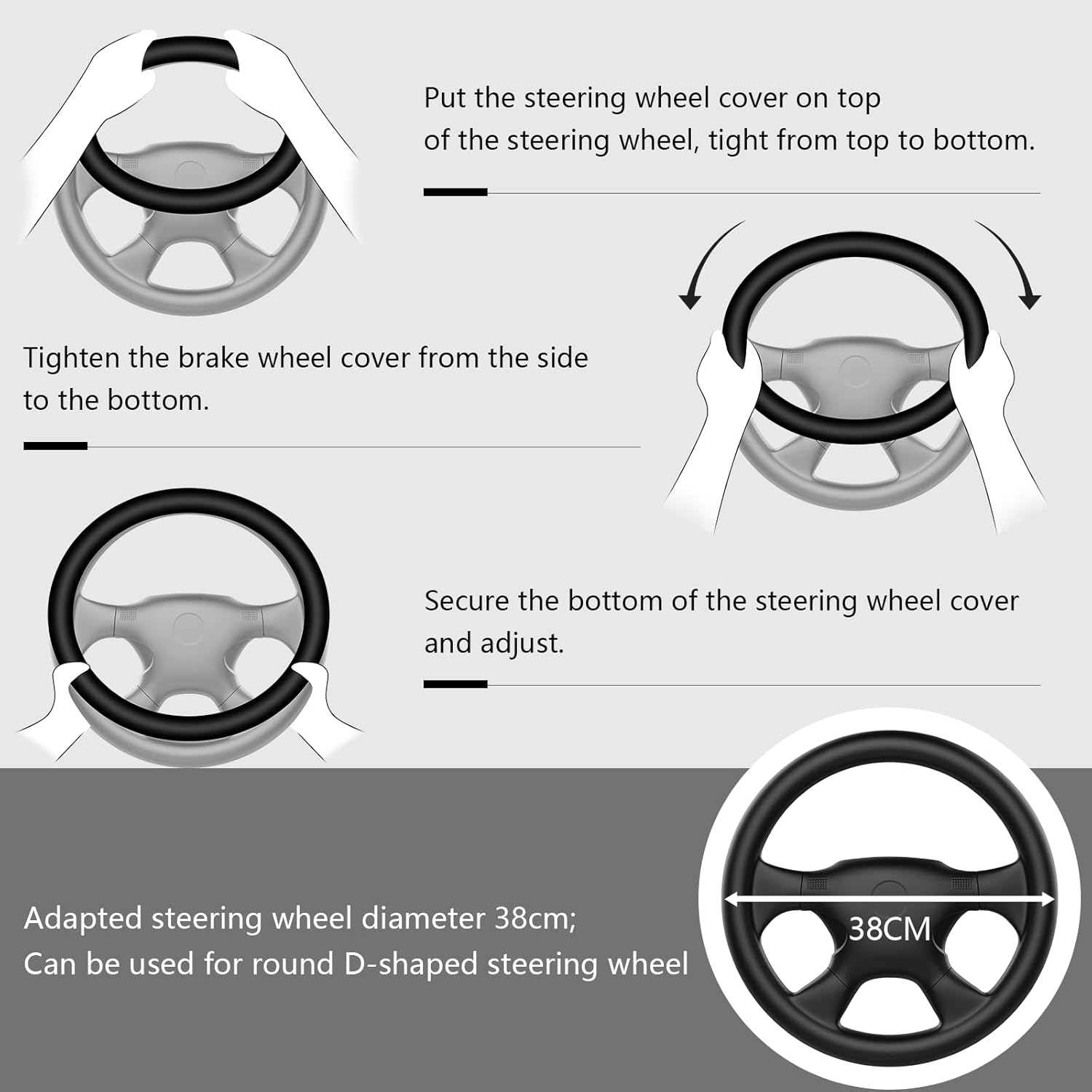 Leather Steering Wheel Cover Ultra Soft, Breathable, and Odor-Free - Anti-Slip Grip, Ideal for Long Drives Universal Fit 15.5-16 Inch Steering Wheels Elevate Your Car's Interior (Brown)