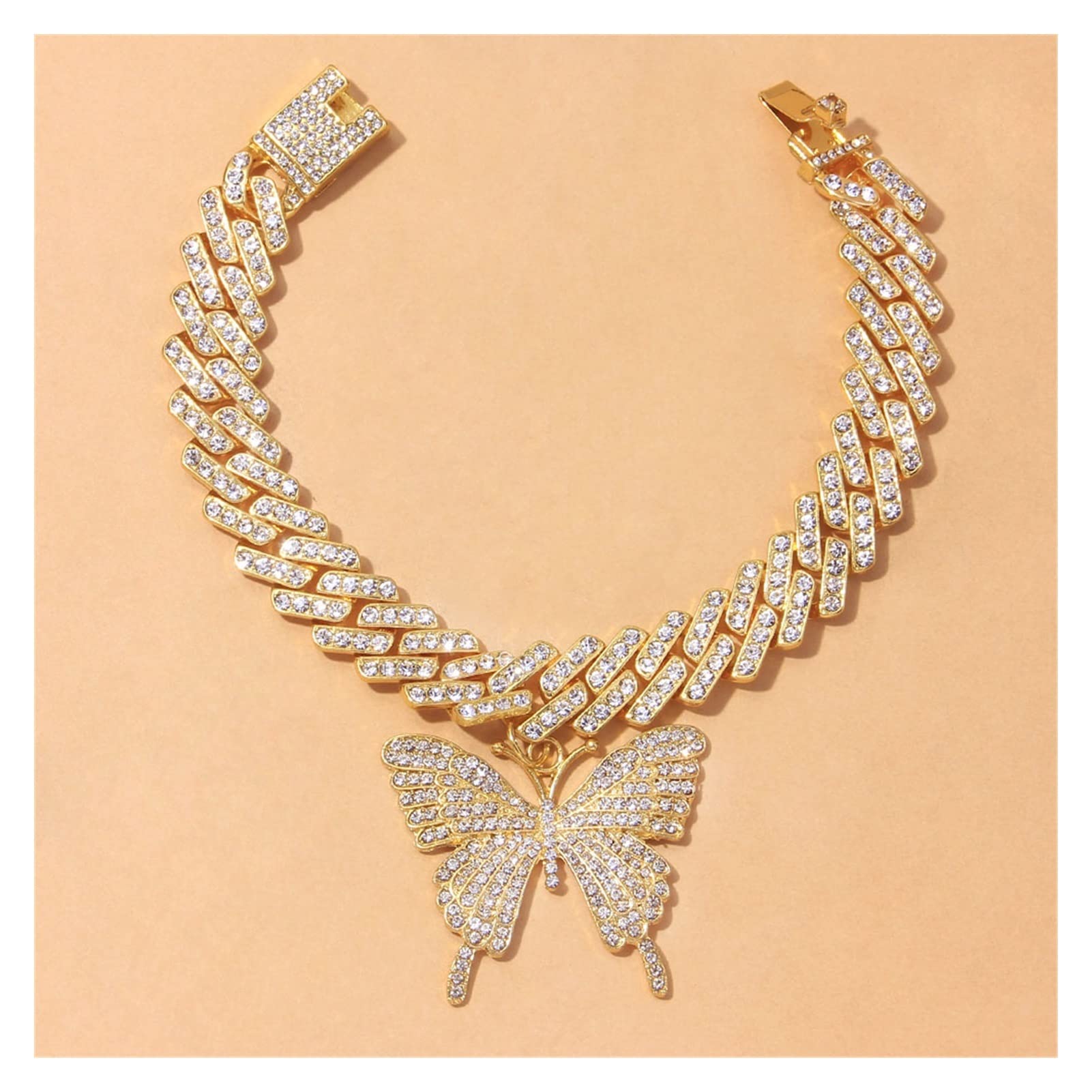 Fußkettchen für Frauen, Kette Punk Kristall Sandalen Big Butterfly Fußkettchen für Frauen Großhandel Männer Rapper Gliederkette Armbänder Fußkettchen Chunky