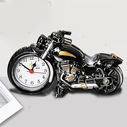 Miniatura 6 de Reloj despertador para motocicleta, movimiento de cuarzo de plástico, reloj de estante de escritorio, funciona con pilas, reloj de escritorio