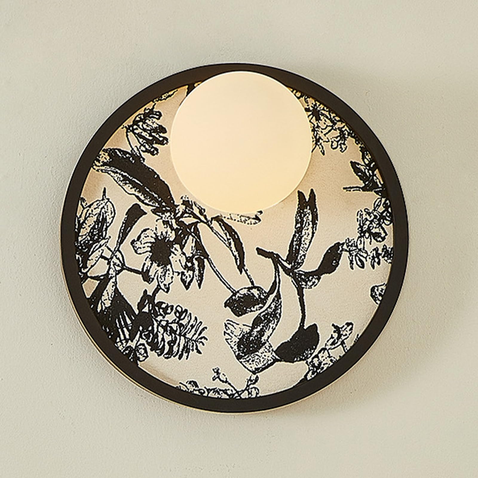 Applique da Parete in Tessuto Stile Mid Century con Paralume in Vetro, apparecchio di Illuminazione Moderno, Lampada da Interni con Cablaggio Fisso per Camera da Letto, Comodino, s