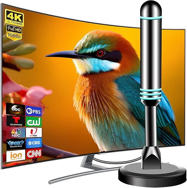 Digital Antenna for Smart TV Indoor, TV Antenna for Local Channels, Strong Magnetic Base TV Antenna Indoor for Easy Installation, Long Range Reception for 4k 1080p, Support All Smart/Old TVs (DT011-2)