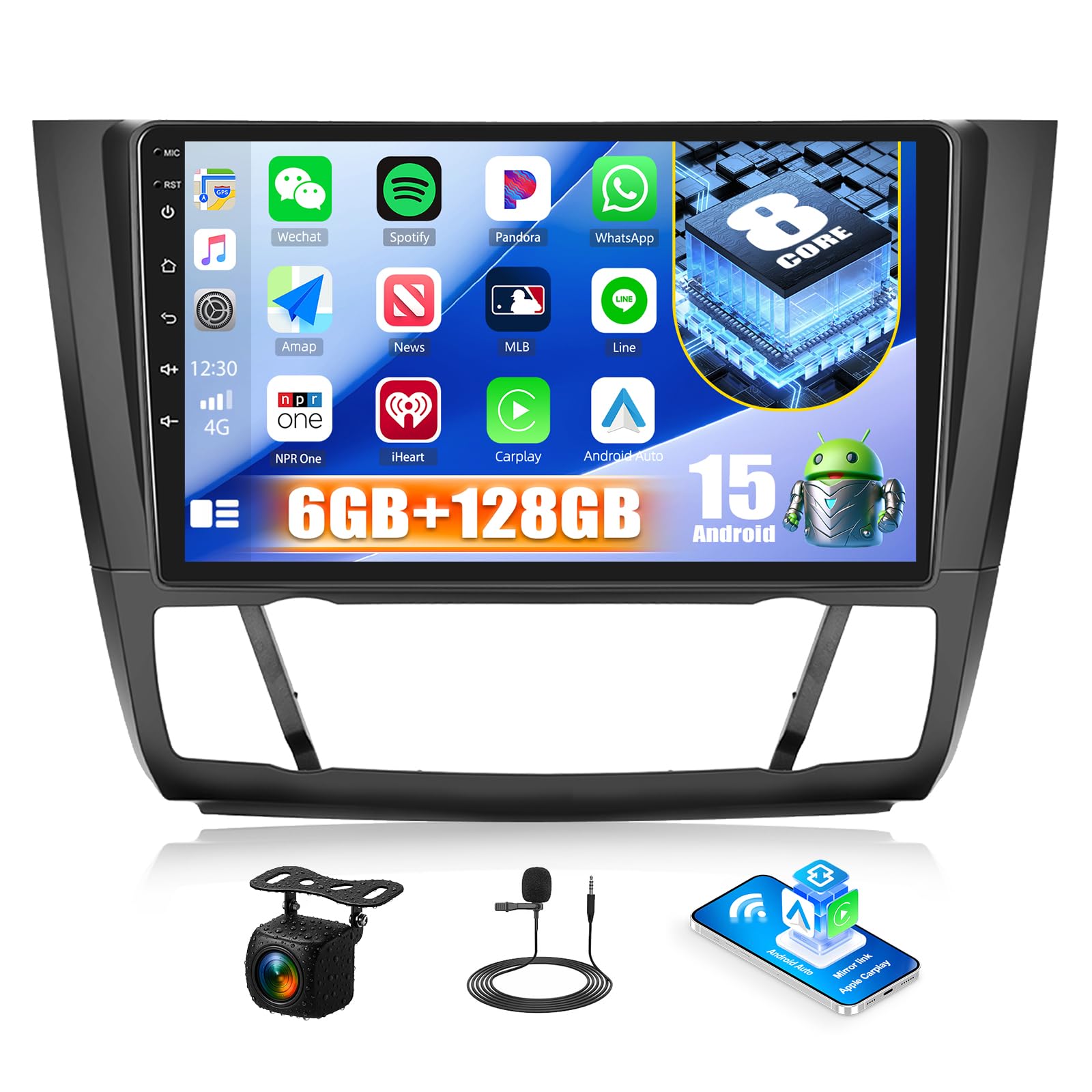 Radio GPS Bluetooth avec DSP et écran 9 pouces pour BMW E87 E81 CAMECHO Android 15
