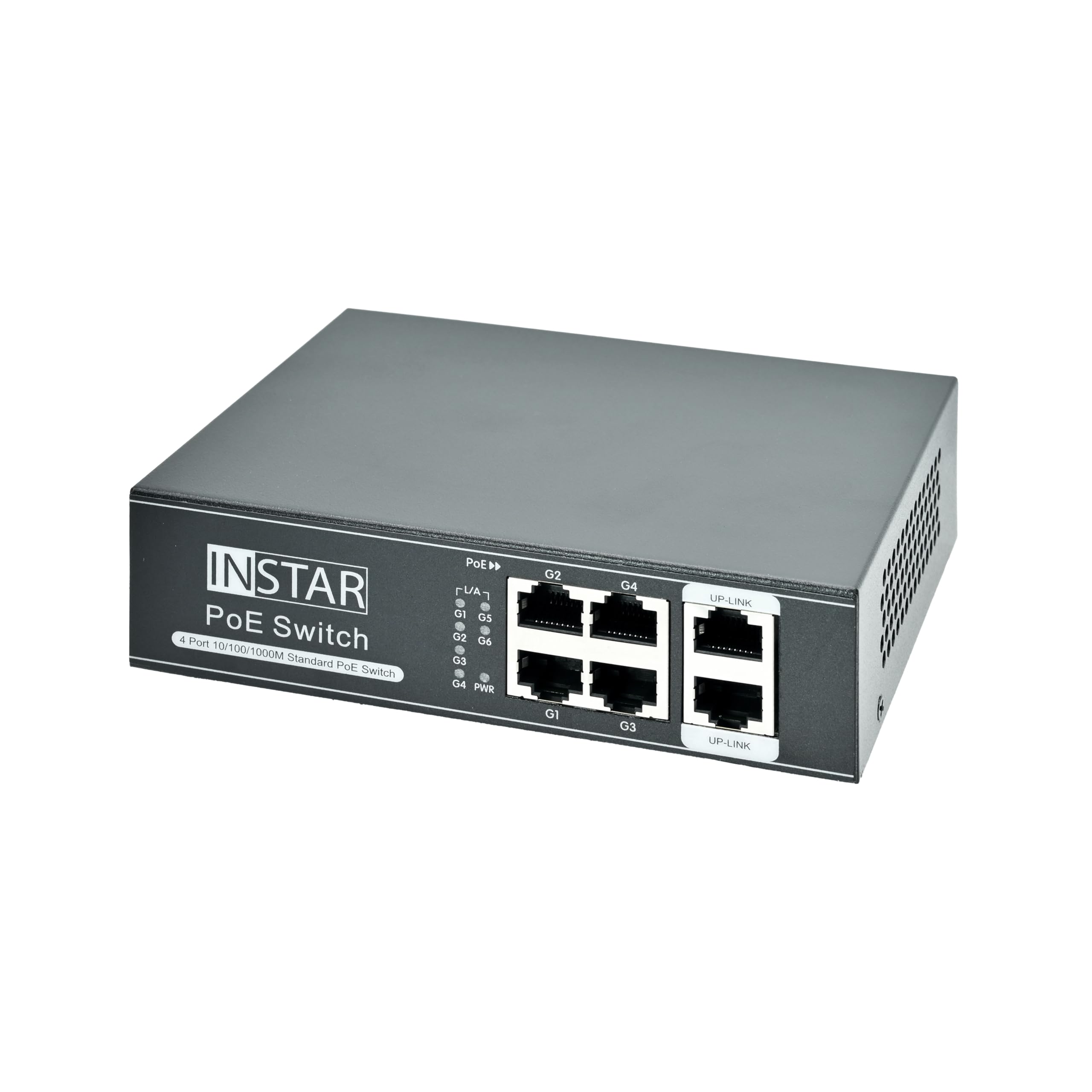 INSTAR IN-PoE 4065 przełącznik PoE - Gigabit - 10/100/1000 Mbit/s - Power Over Ethernet - 4 porty PoE + 2 x uplink - IEEE 802.3af i 802.3at - maks. 65 W - 30 W na port