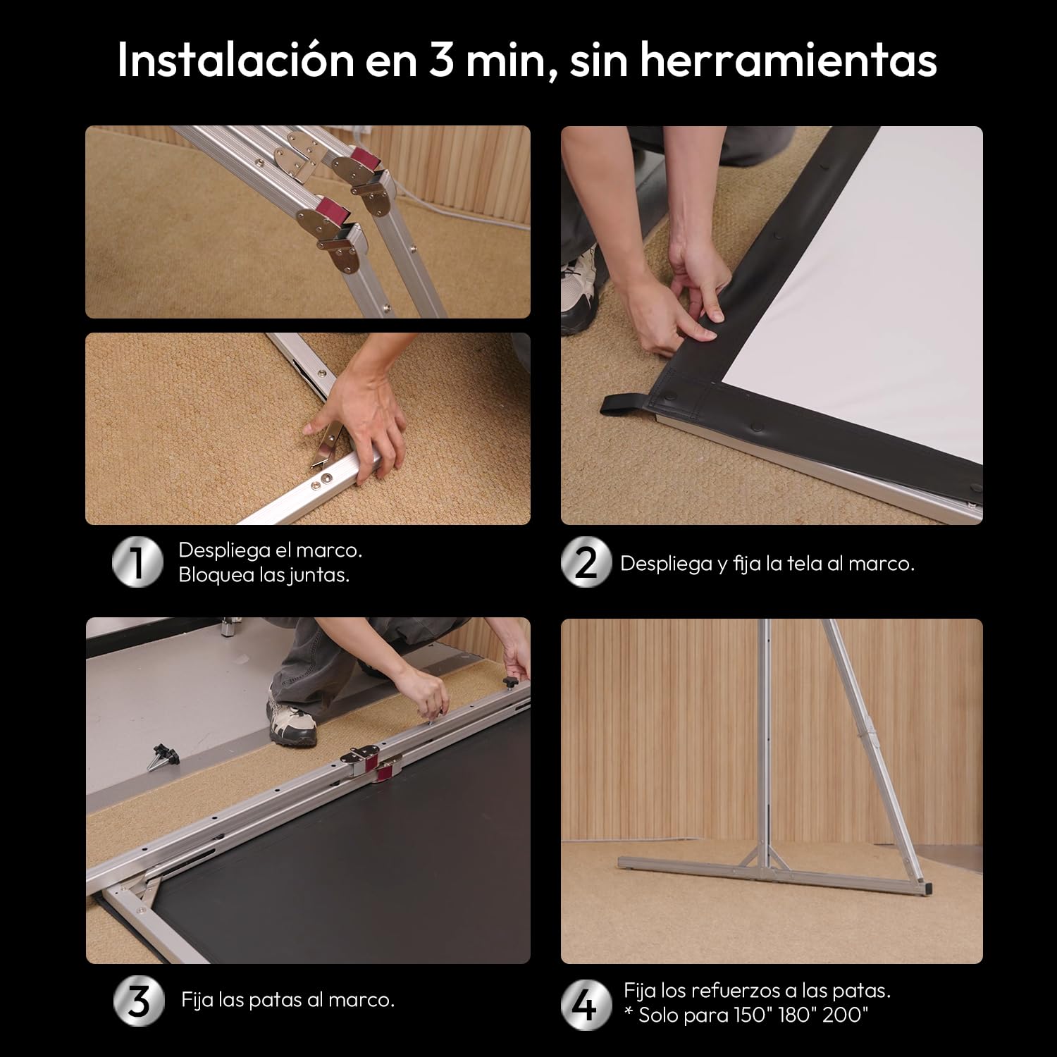 Pantalla Proyector Exterior con Soporte 100 Pulgadas | Portátil y Plegable, Gain 1,3, 4K UHD 16:9, Montaje Rápido en 3 Minutos, ma Marco de Aluminio, Camping,Jardín y Cine en Casa