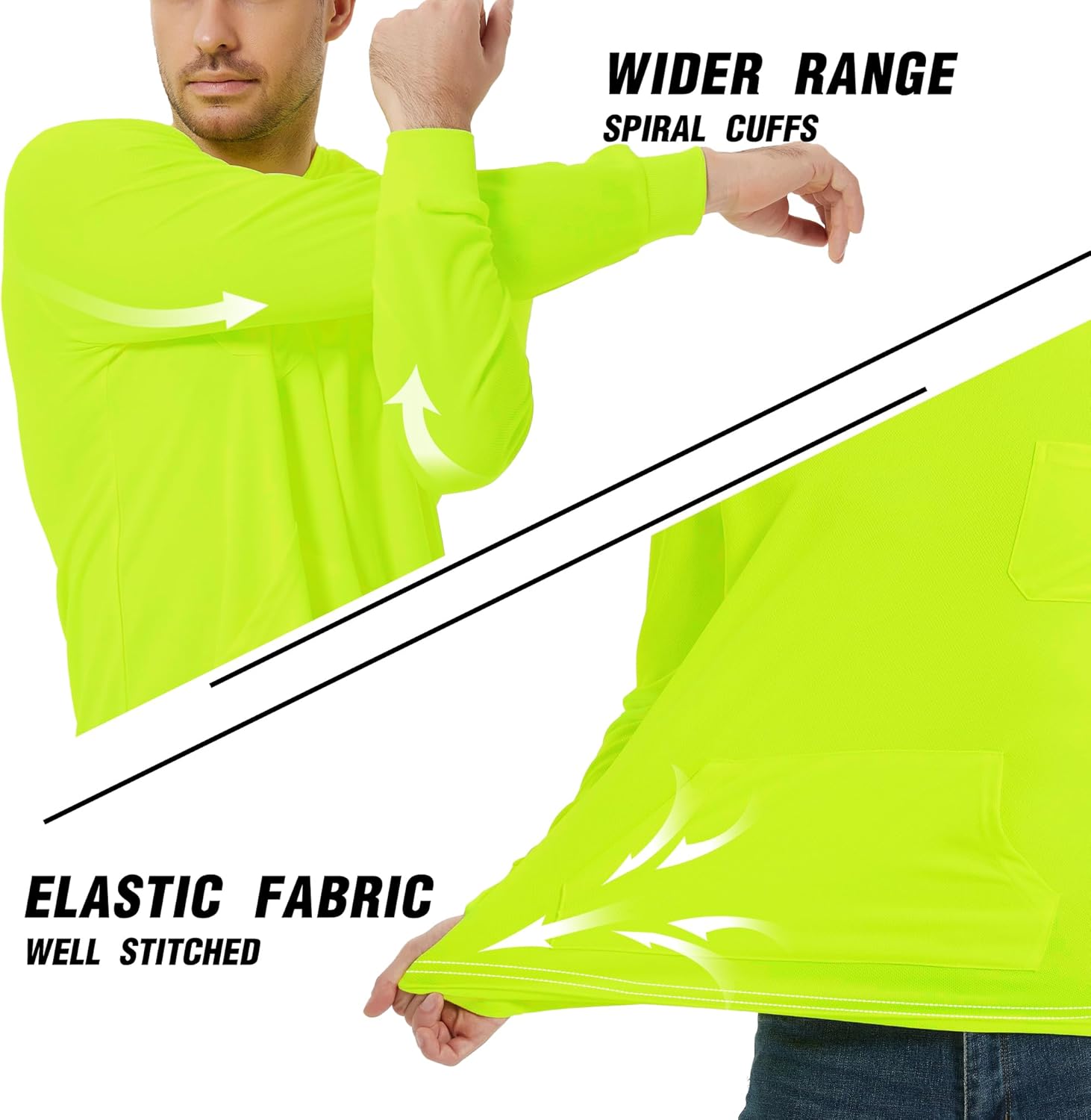 ProtectX Hi Vis Hoodie with Pockets, Long Sleeve High Visibility Hoodie, Quick Dry Safety Shirts with Hood for Men Women - Image 4