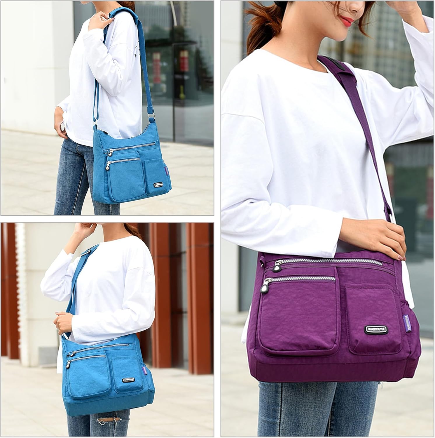 [AMVIKS] クロスボディバッグ 女性用 盗難防止 RFID ポケット付き 防水 ショルダーバッグ カジュアル ナイロン ハンドバッグ 旅行財布