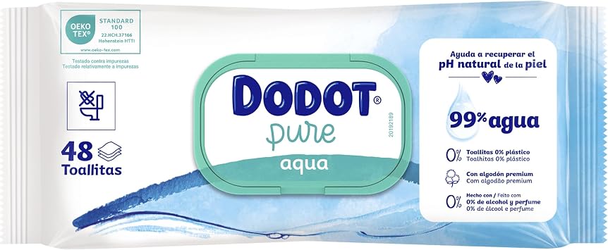 Dodot Pure Aqua Baby Wipes, 672 Wipes (14 Packs x 48 uds)