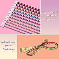 Vista 2 de Aeelike - Juego de agujas de ganchillo tunecino, 11 unidades de ganchillo largo afgano de 2-8 mm de aluminio y 12 unidades de ganchillo de bambú