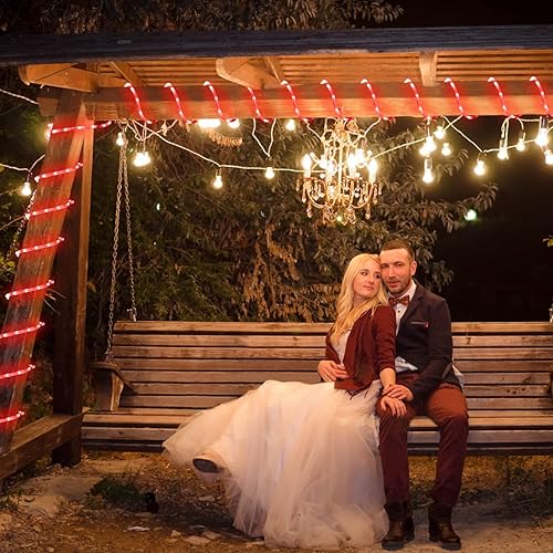 Miniatura 4 de JMEXSUSS Cuerda de luces solares, paquete de 2 100 luces LED de 33 pies, 8 modos, luces solares para exteriores, impermeables, luces LED rojas de