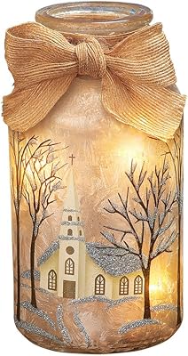 Collections Etc Frosted Christmas Mason Jar Table Lamps