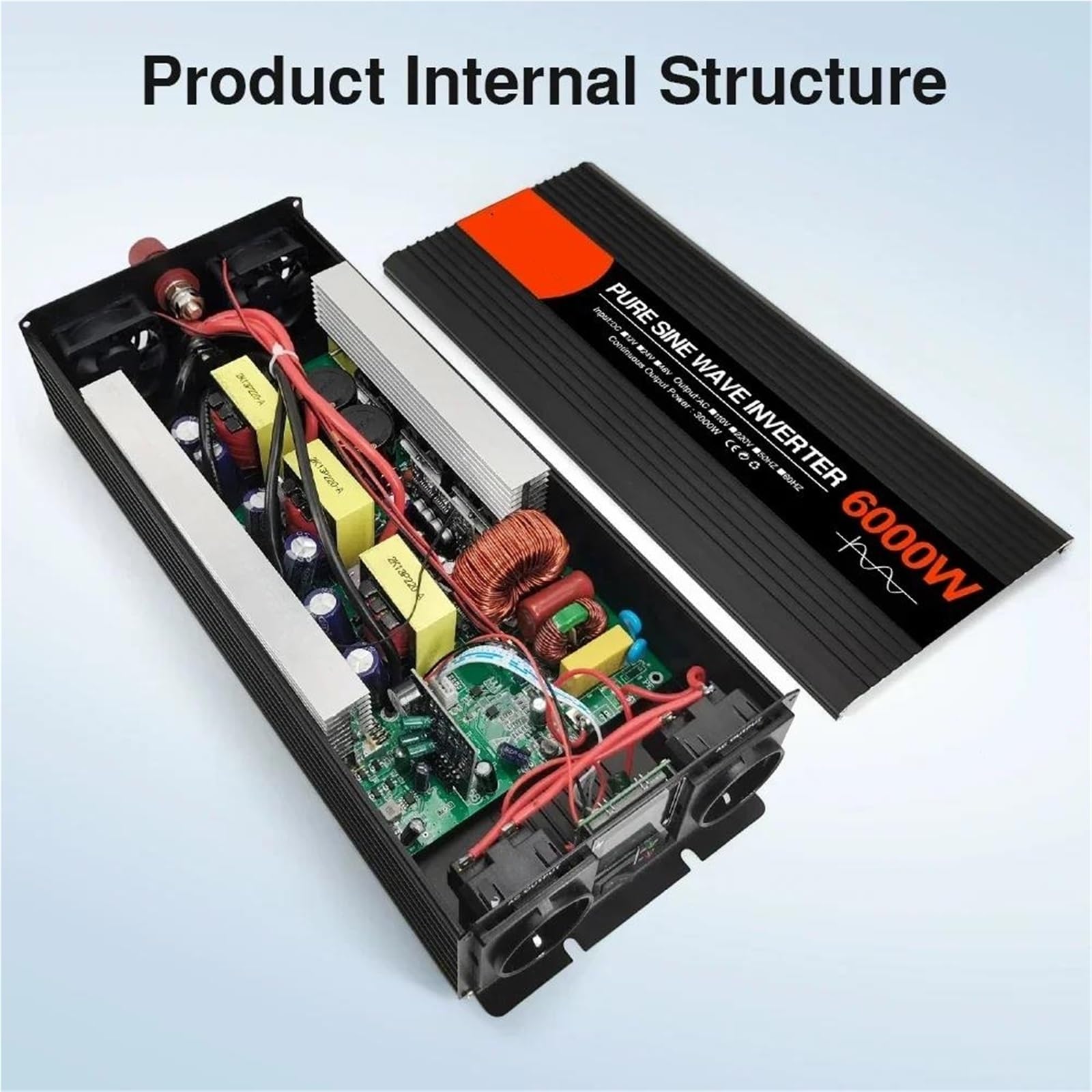 Inversor Inversor Onda Sinusoidal Pura (CC 12V/17V/24V/48V A CA 220V Potencia Máxima 6000W 5000W 4000W) Inversor Solar Banco Energía Estación Conversión(48V,5000W)