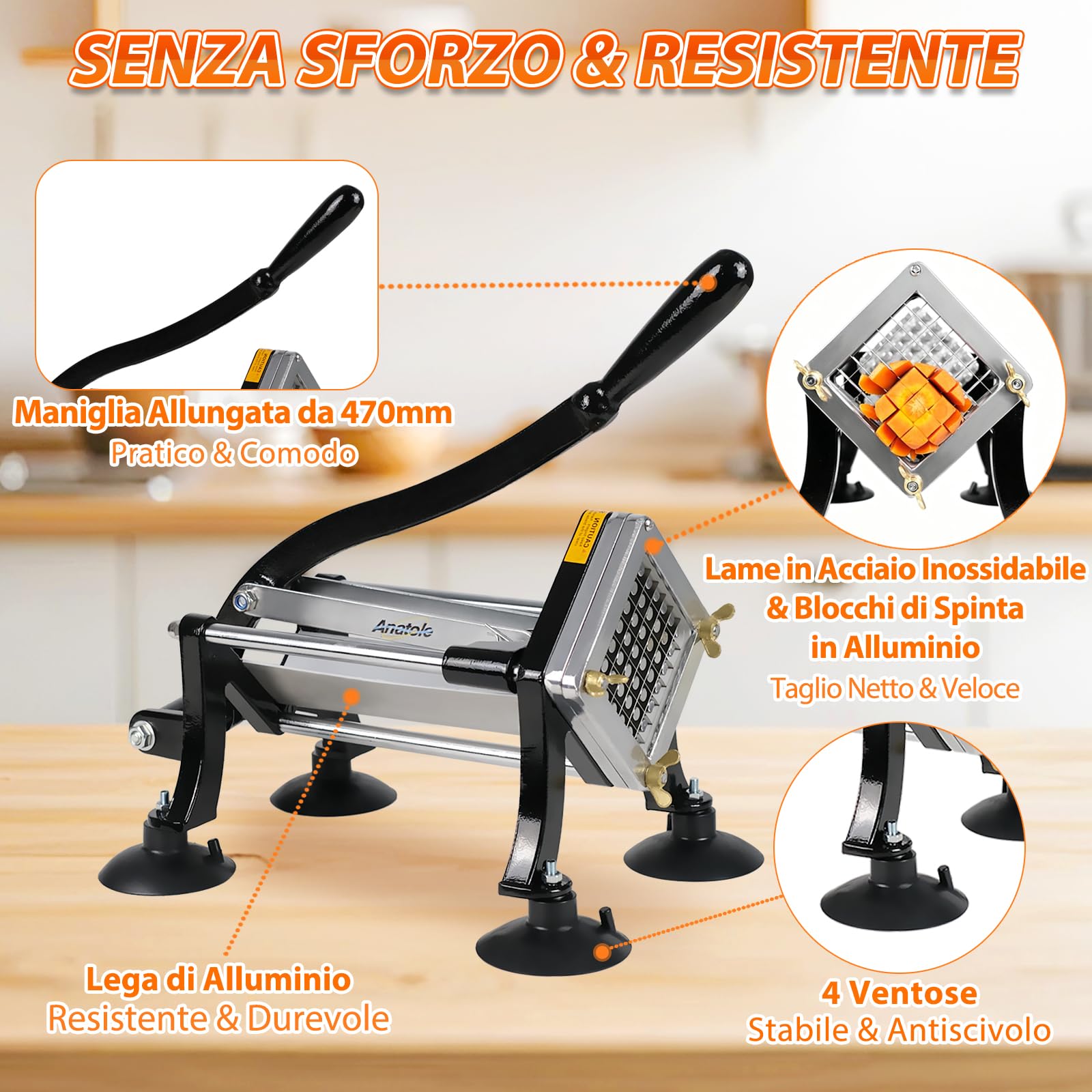 Anatole Tagliapatate per Patate Fritte Professionale Manuale 3 Lame