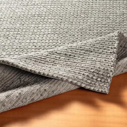 Cable Knit Grey Chunky Runner Rug Handwoven- Premium New Zealand
