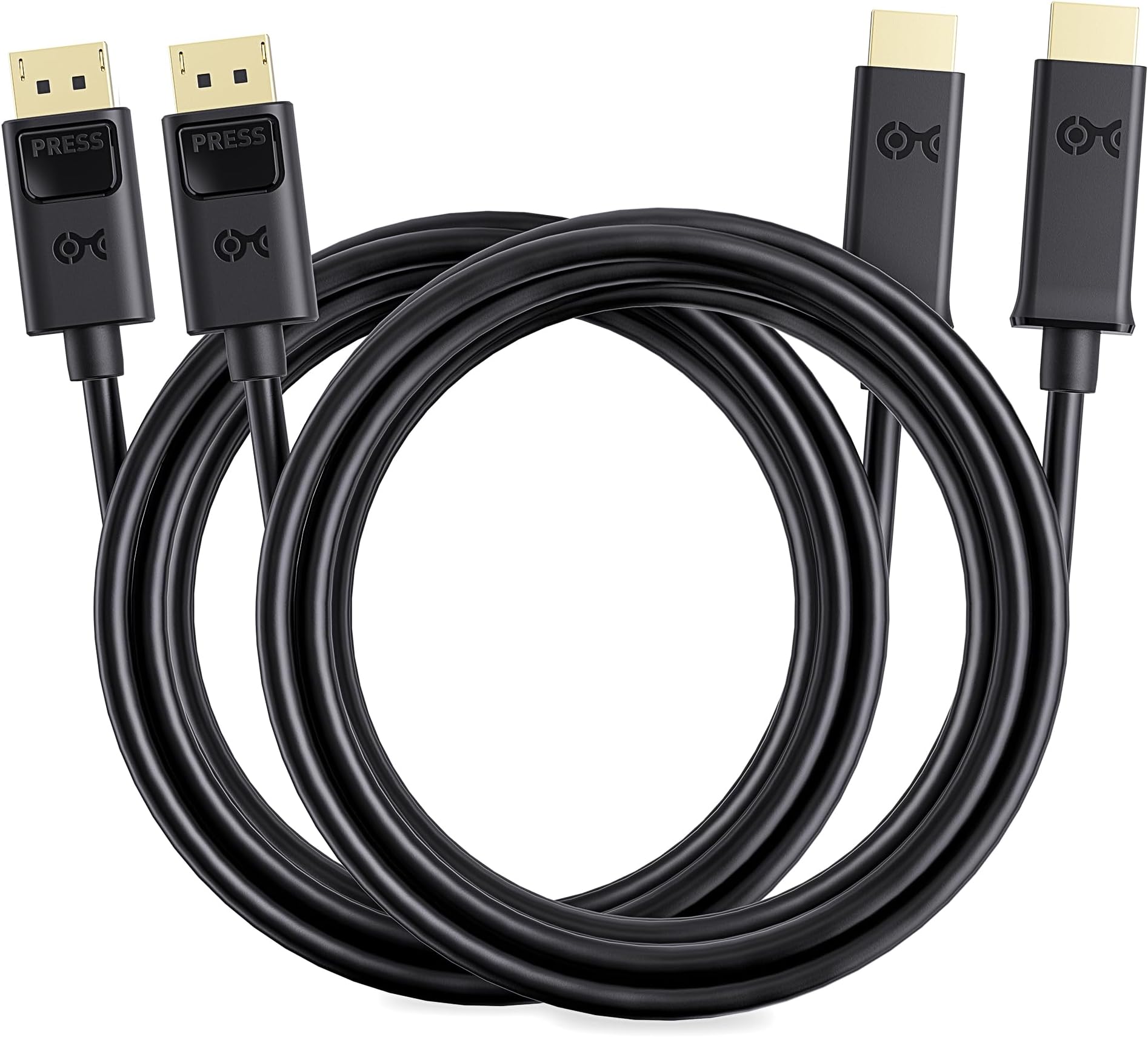 Cable Matters 2-Pack Unidirectional DisplayPort to HDMI Cable - 6ft, Gold-Plated DP to HDMI Cable, Display Port to HDTV/Monitor/Projector Conversion Cord