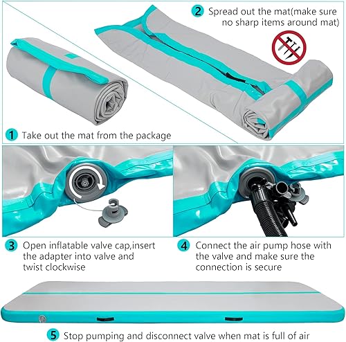 Miniatura 3 de Syellowafter 191610ft Gymnastics Tumbling Air Mat 48 inch Thickness Gym Training Mat for AerobicsCheerleadingYoga w Electric Pump