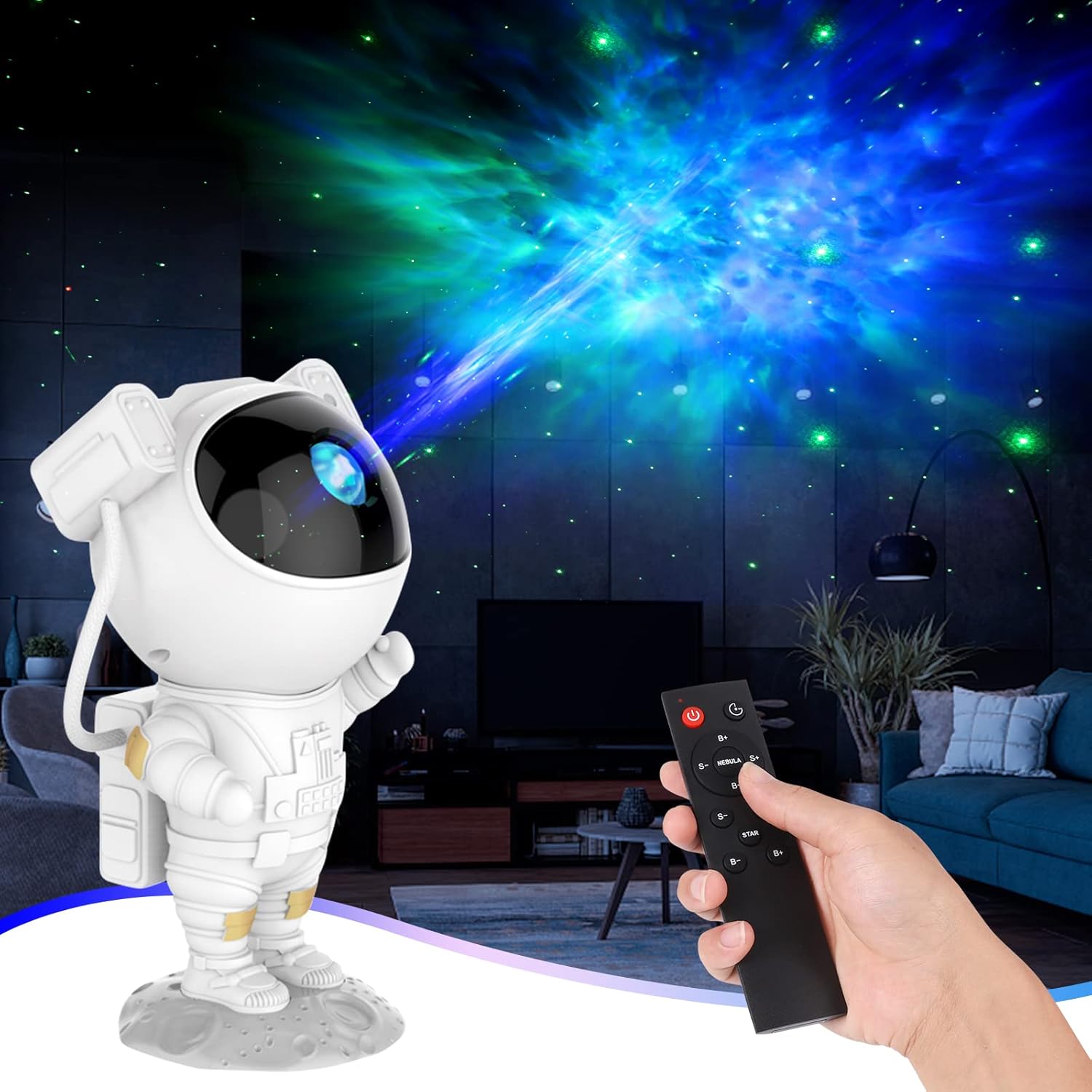 Proiettore Stelle Soffitto Astronauta Con LED Galassia E Telecomando - Luce Notturna Per Bambini