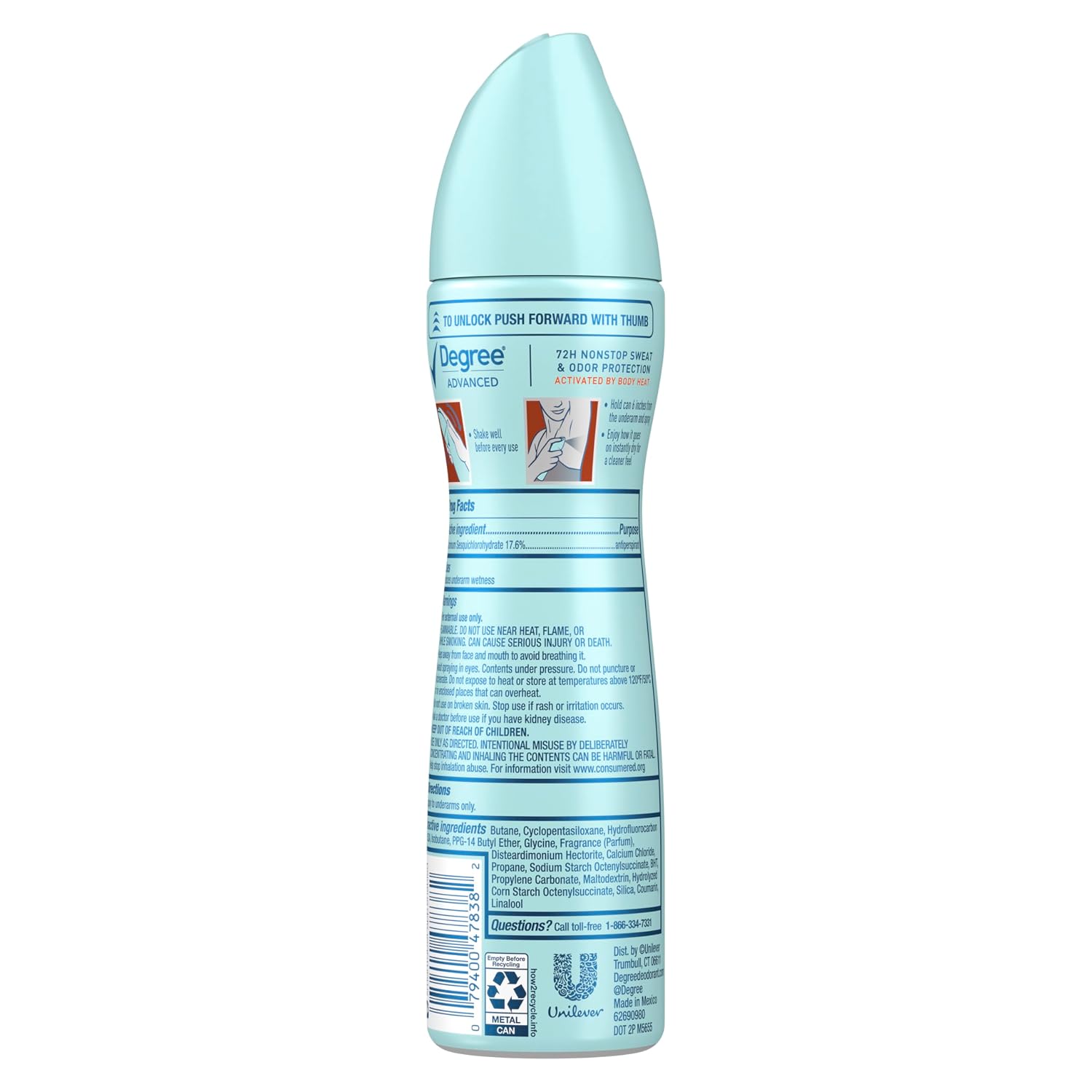 Degree Antiperspirant Deodorant Dry Spray Coconut & Hibiscus 72-Hour Sweat and Odor Protection Deodorant Spray With Body Heat Activated Technology 3.8 oz