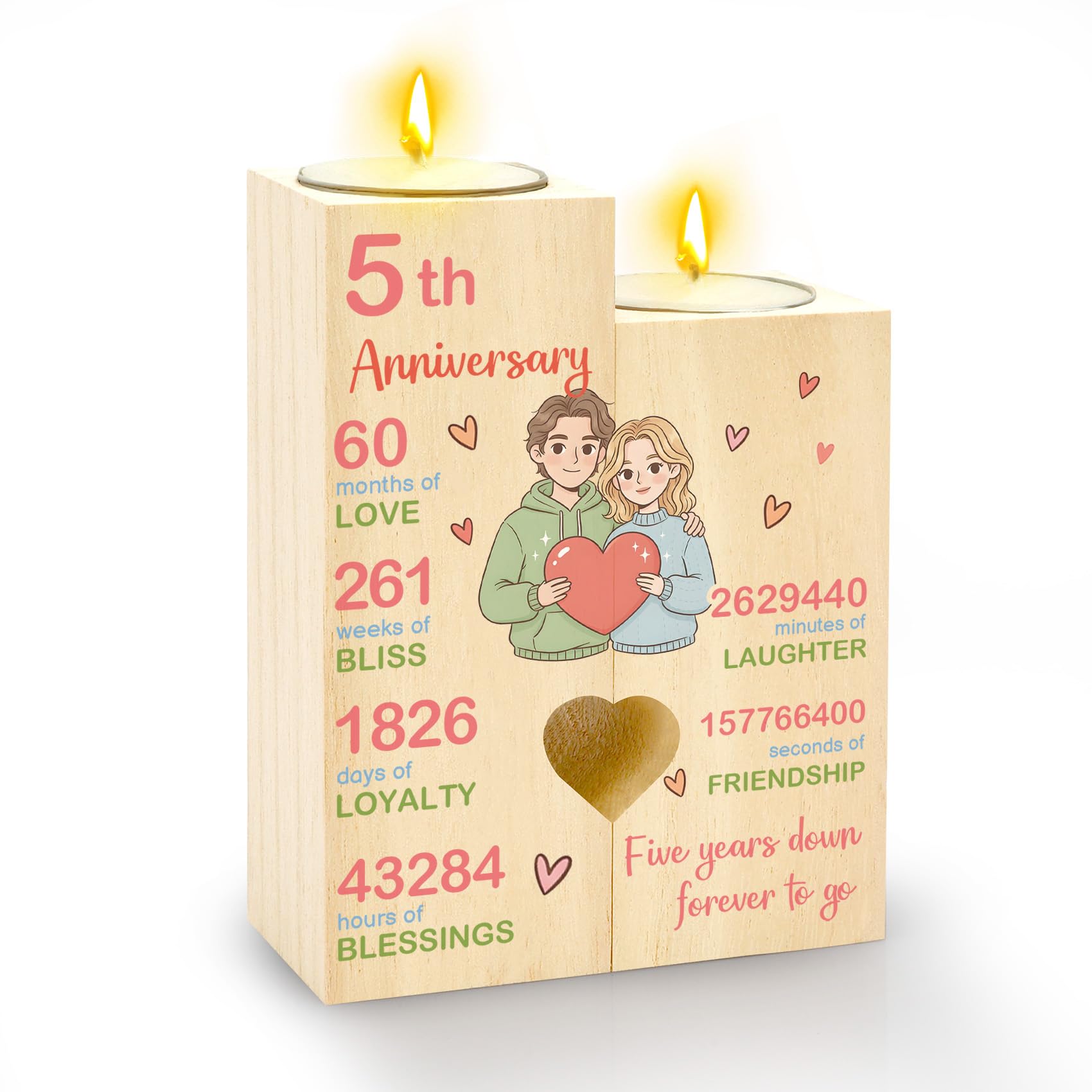 5th Wedding Anniversary Presents Candle Holder 5th Anniversary Presents for Her Him Anniversary Presents for Couple Wedding Anniversary Presents for Wife Husband Happy Anniversary Presents