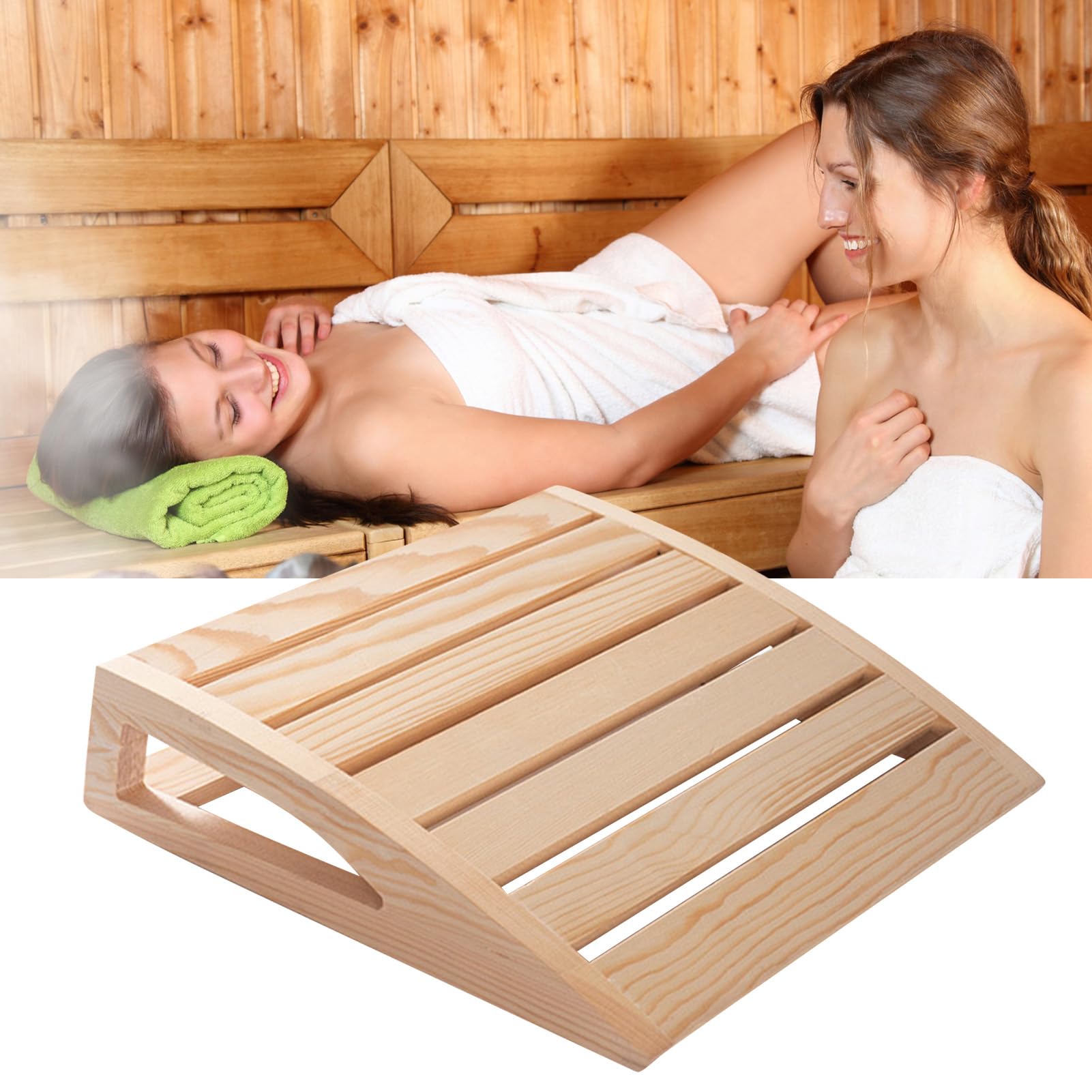 Reposacabezas de Madera para Sauna 38x31x7cm Transpirable A Prueba de Humedad Diseño Ergonómico