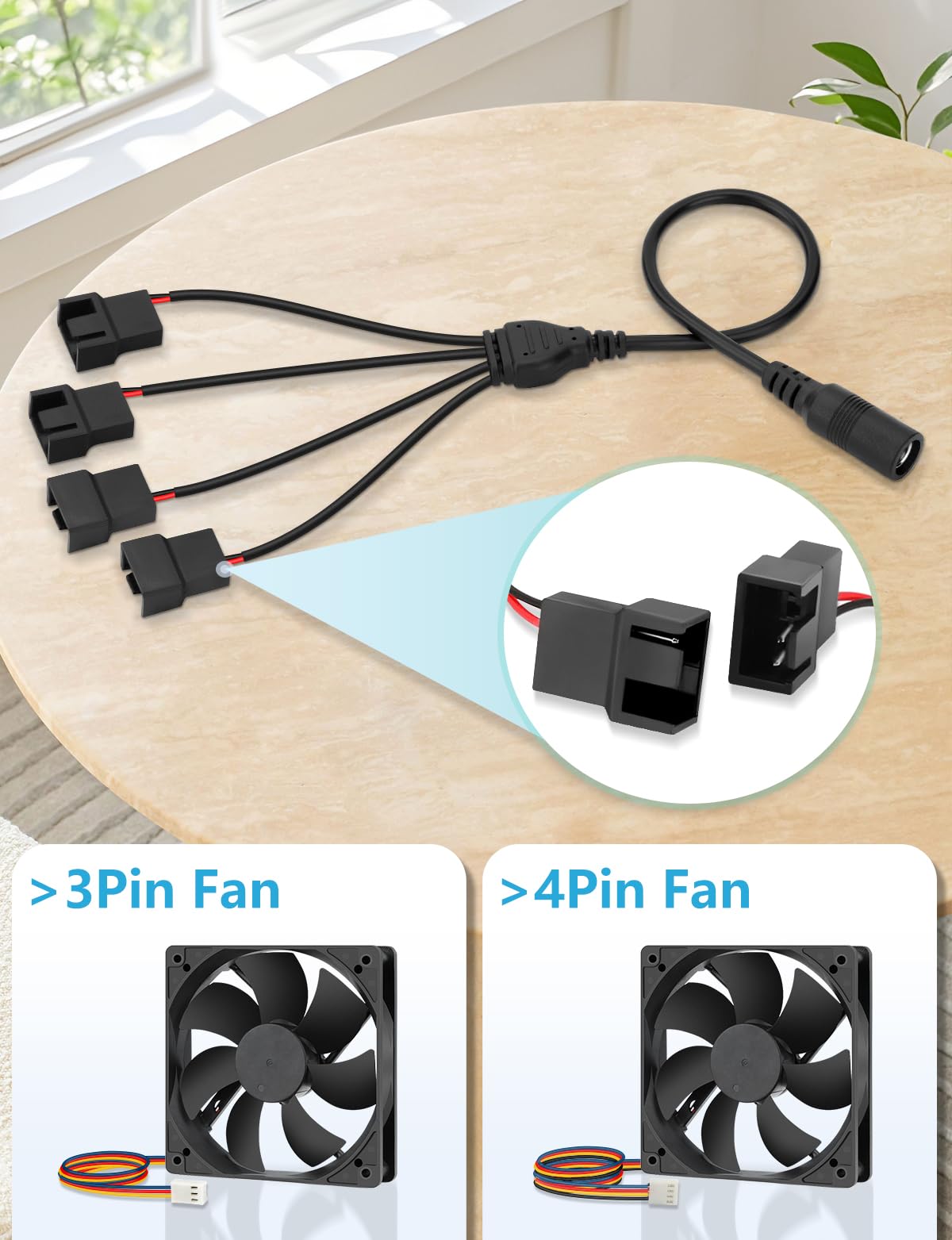 Wathai 12038 120mm x 38mm PWM Computer PC Case Fan 12V 4pin 5300rpm 230 CFM with 36W 3A PC Fan Speed Controller product thumbnail 8