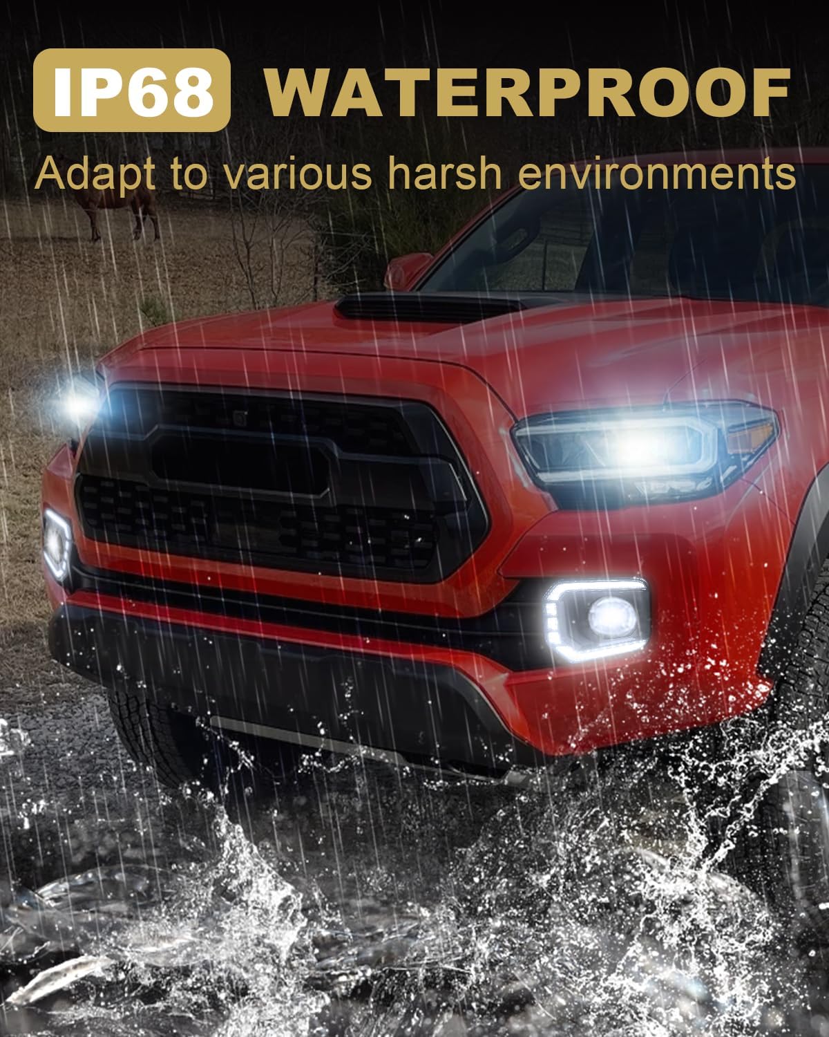 LED Fog Lights Assemblies for 2016-2023 Tacoma DRL Daytime Running Lights Amber Turn Signal LED Fog Lamps Cover Tacoma Accessories