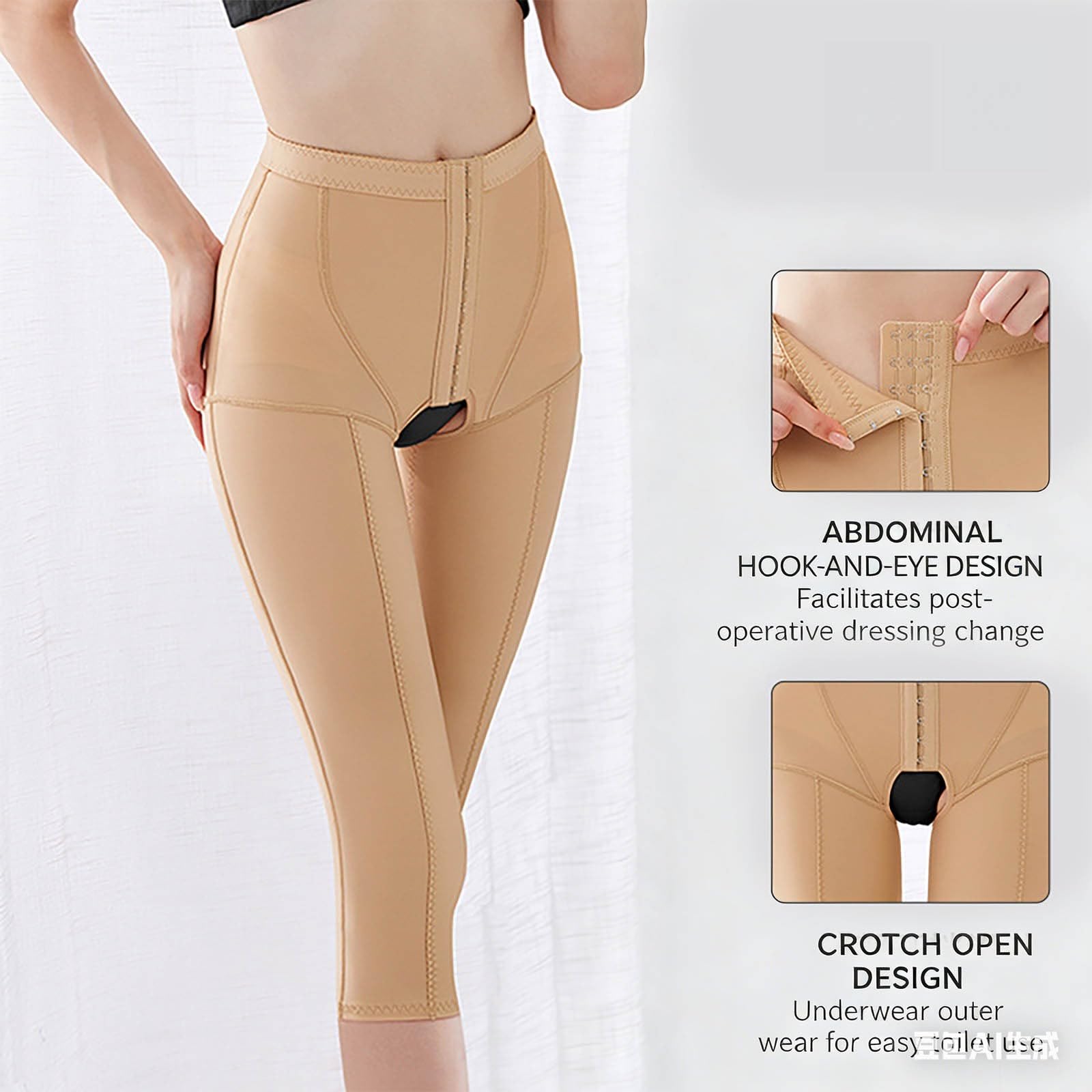 Genérico Leggings de compresión posoperatorios para mujer, pantalones cortos de adelgazamiento sin costuras elevadores de muslos de cintura alta