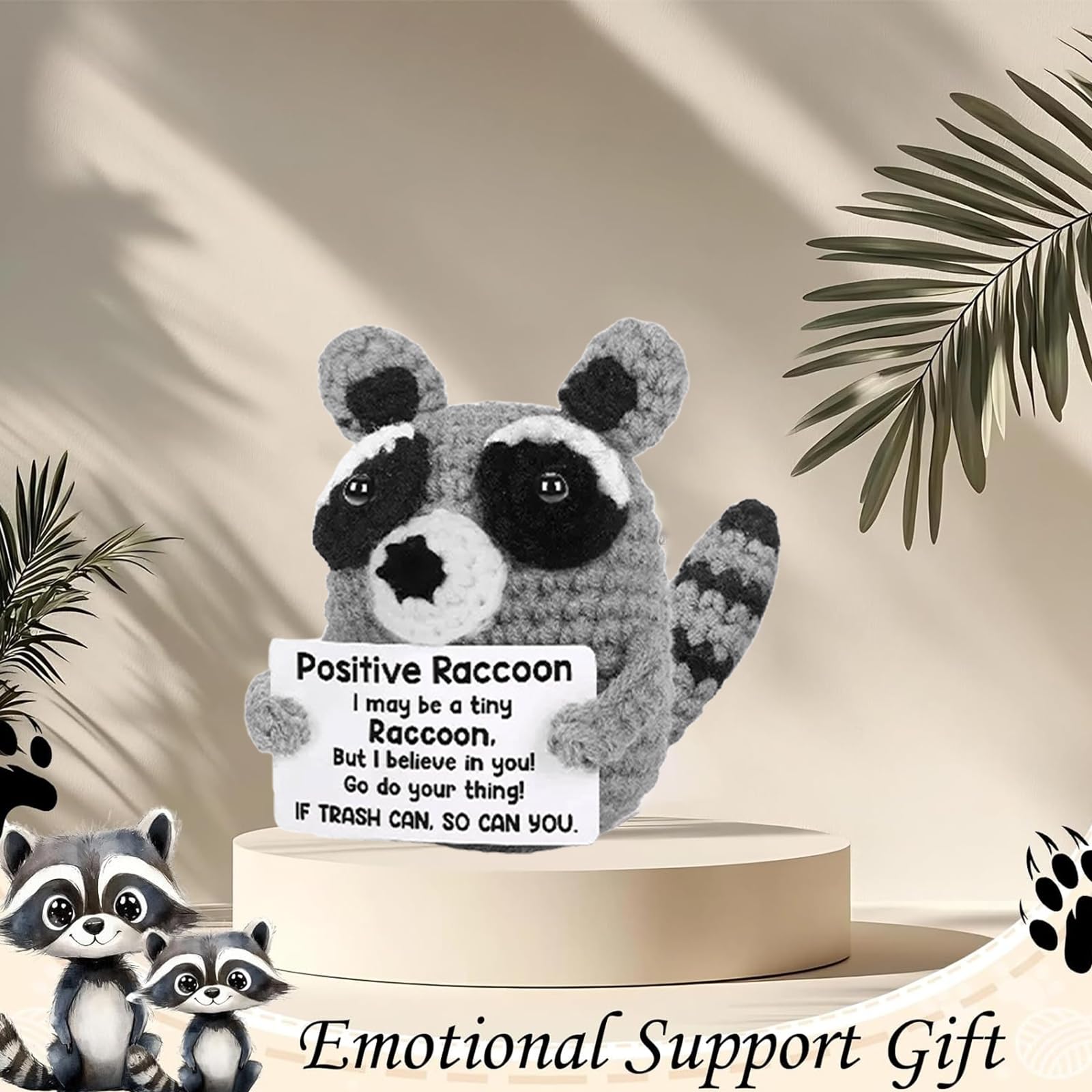 1 Piece Crochet Toys, Handmade Crochet Raccoon Soft Toy for Women, Cute Desk Decor and Emotional Support Gift, Office and Home Decoration, Soft Plush Handmade Gift 2