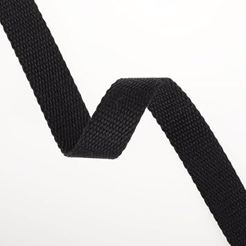 Heavy Duty Cotton Webbing Strap, 1 or 1.5 Inches and Colours, 5m (Black, 25mm)