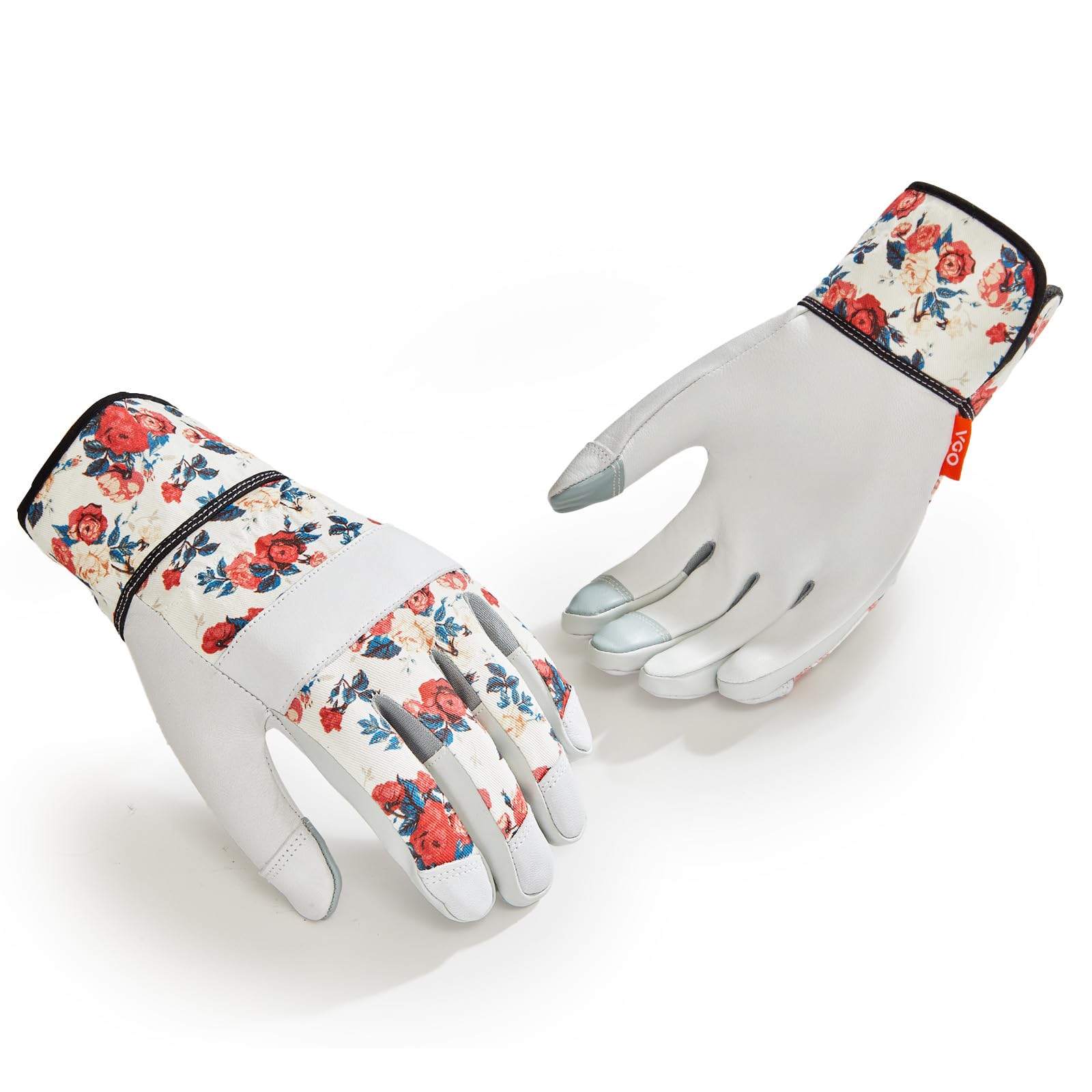 Vgo... 1 Pair Women's All-in-One Gardening Gloves, Goat Leather Thorn Proof & Touchscreen