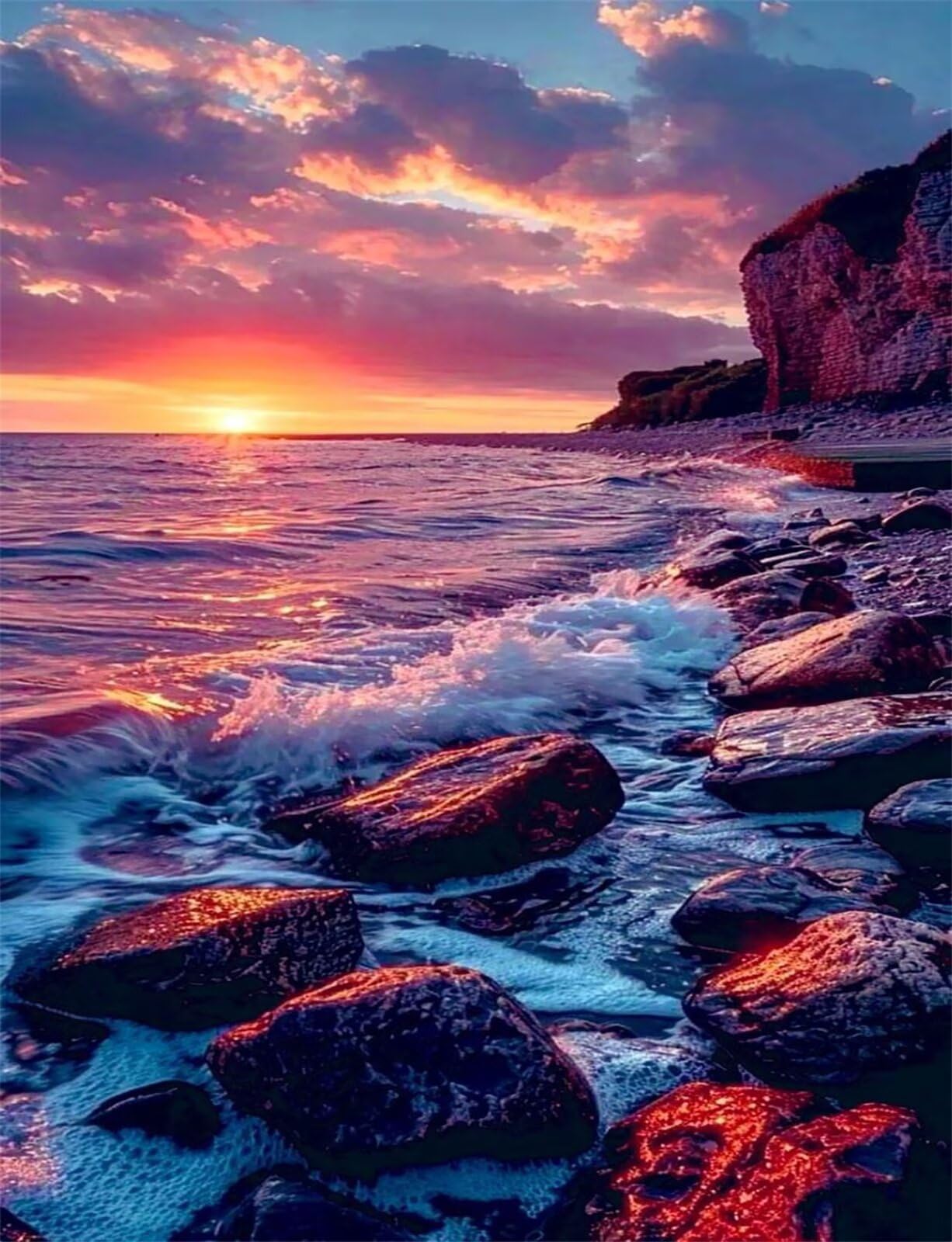 Puzzle de 900 Piezas para Adultos - Arrecife Oceánico Atardecer | Rompecabezas para Adultos 87x34cm | Piezas de Encaje Letras en la Parte Posterior | Decoración para el Hogar