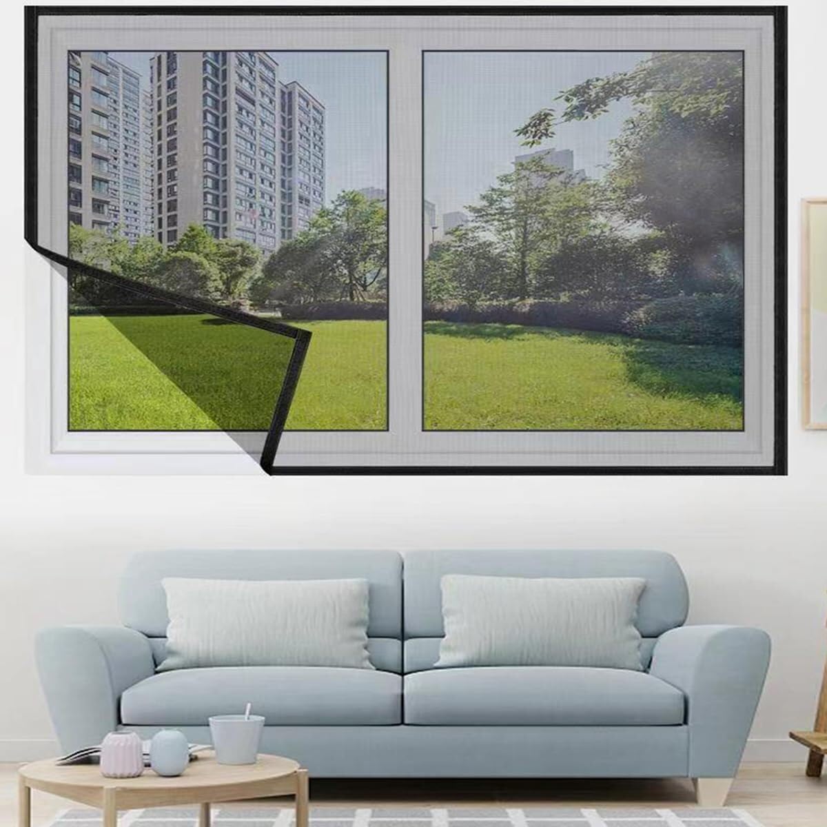 Samoprzylepna moskitiera okienna, możliwość przycięcia na wymiar, czarna siatka przeciw komarom z, łatwa instalacja, ochrona przed owadami | 190 x 200 cm