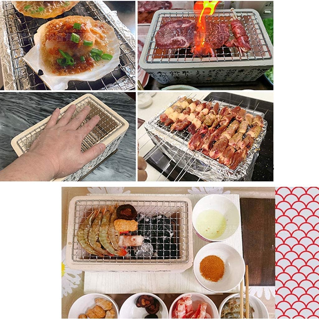 Hibachi - Barbecue portatile in ceramica giapponese, 4 in 1, a carbone, mini griglia di cottura per campeggio e cucina all'aperto