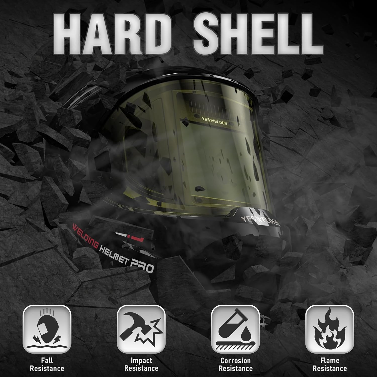 YESWELDER Auto Darkening Welding Helmet with Side View, 180° Panoramic View, 1/1/1/1 True Color Solar Powered Welder Hood, Wide Shade 3/5-9/9-13 Welder Mask for TIG MIG ARC Cut and Grind, LYG-Q800D - Image 5