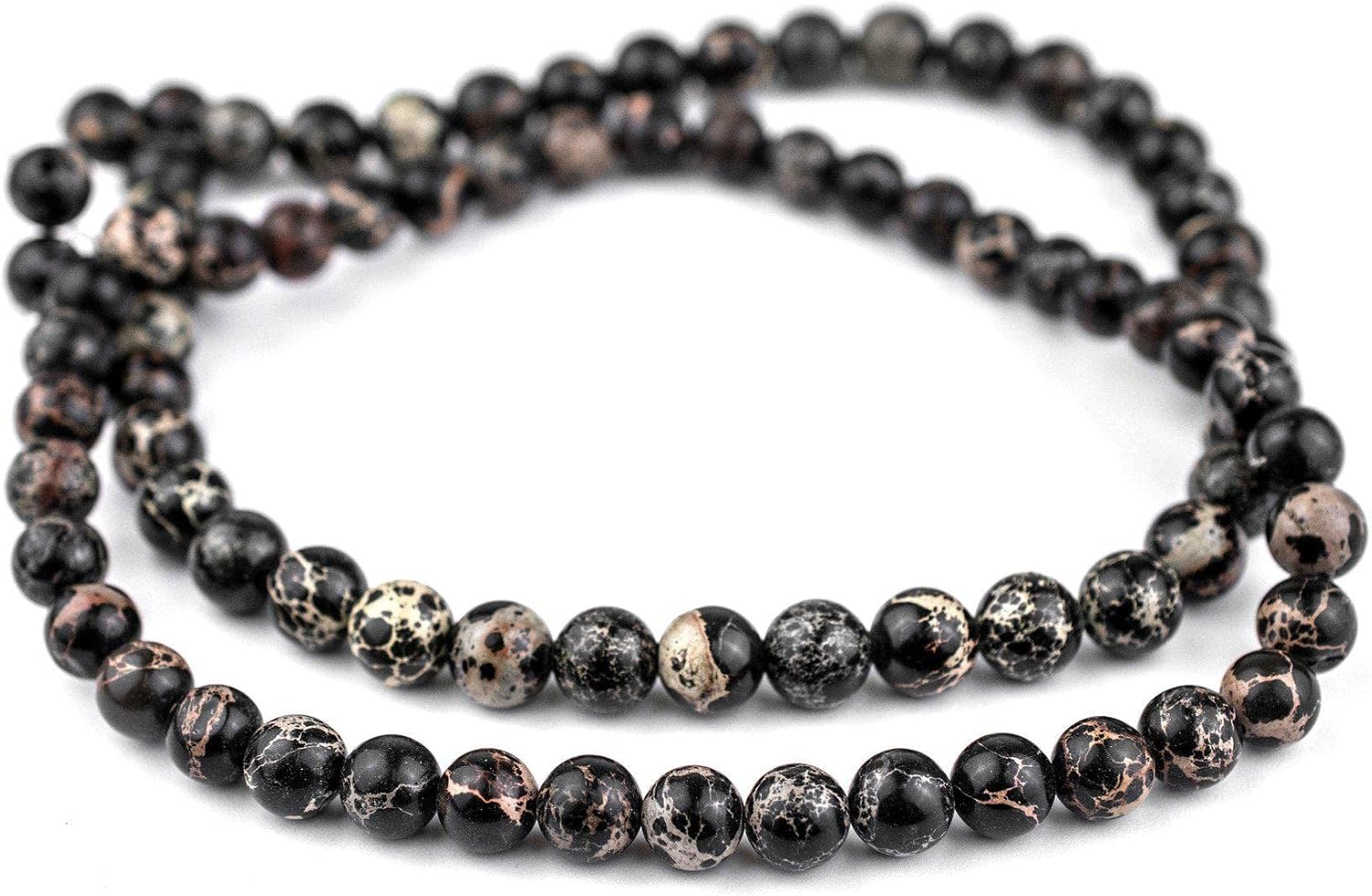 The Bead Chest Black Sea Sediment Jasper Beads (10mm): Organic Gemstone Round Spherical Energy Stone Healing Power Crystal for Jewelry Bracelet Mala Necklace Making