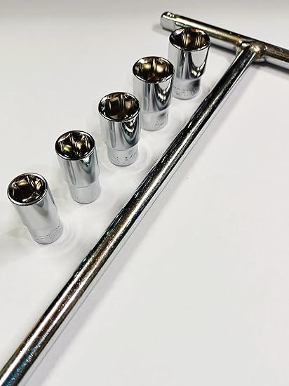 T Handle Socket Spanner with 1/4 drive, 8mm, 9mm, 10mm 11mm and 12mm Hex Sockets