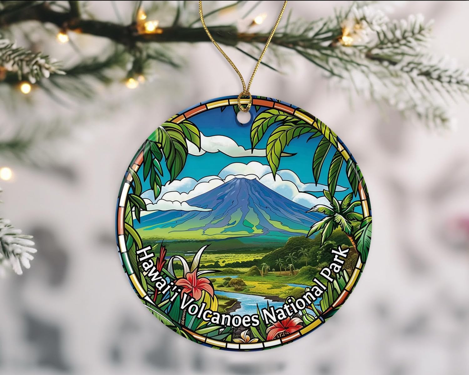 GordonDesign Multi-colored Stained Glass Look National Park Christmas Ornament, Keepsake, Travel Souvenir, Ceramic Gift Printed on Both Sides