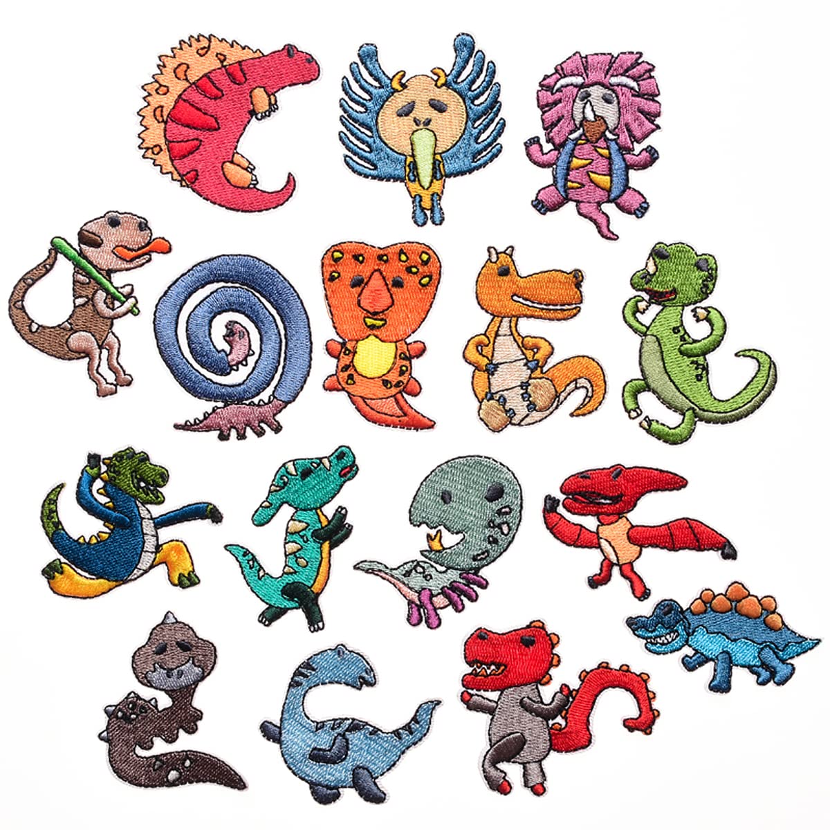 Butie 16pcs Iron On Patches DIY Sew On Decorative Appliques Stickers Embroidery Patches for Cloth Backpacks Jeans Coats, Dinosaur Them(Dinosaur 2)