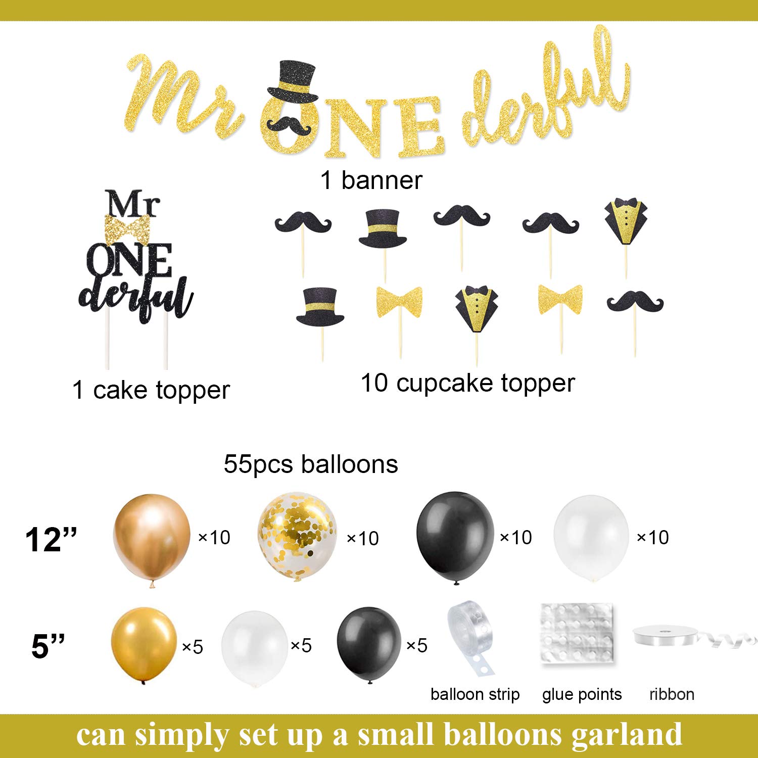 Hombae Mr Onederful Birthday Decorations Supplies Kit, Mr. Onederful
