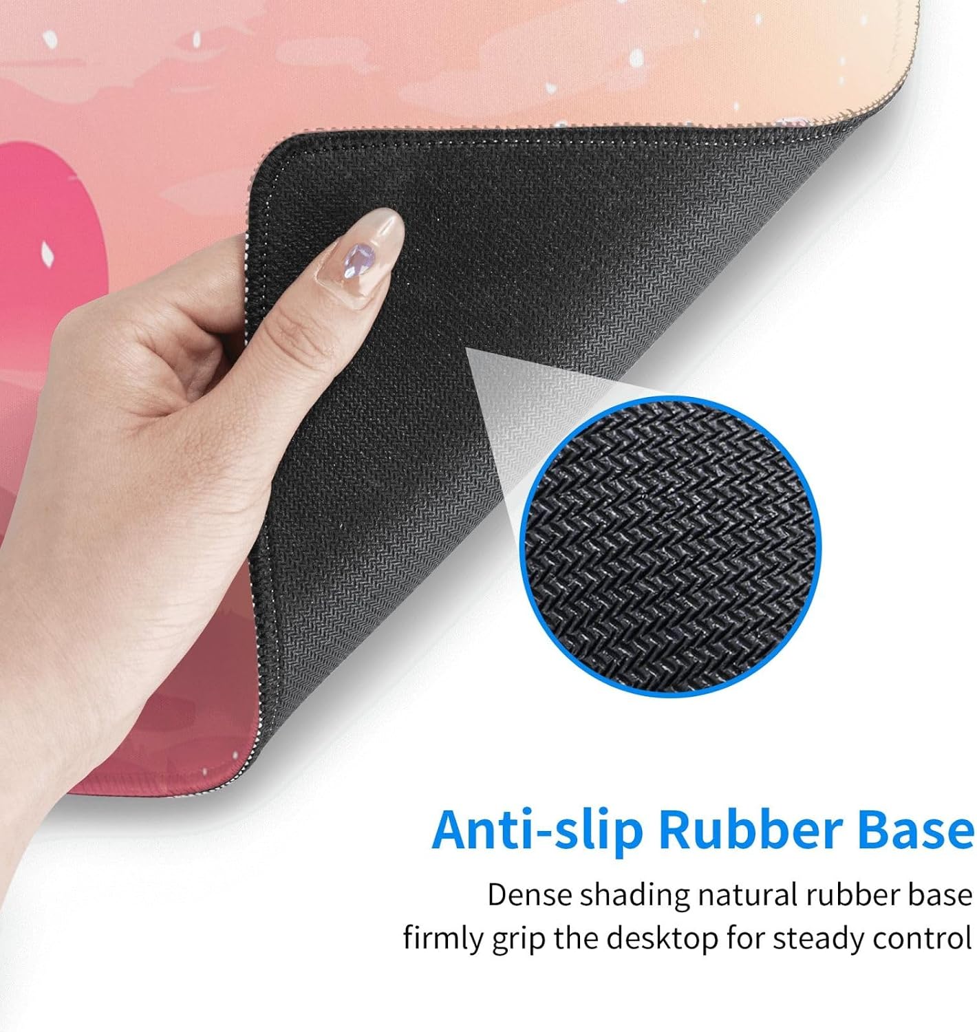 Japanese Cherry Blossom Gaming Mouse Pad 31.5x12in Pink Full Desk Japanese Mount Fuji Gaming Mouse Pad Large Non-Slip Rubber Base Waterproof Big Keyboard Mat with Stitched Edges for Gaming Office