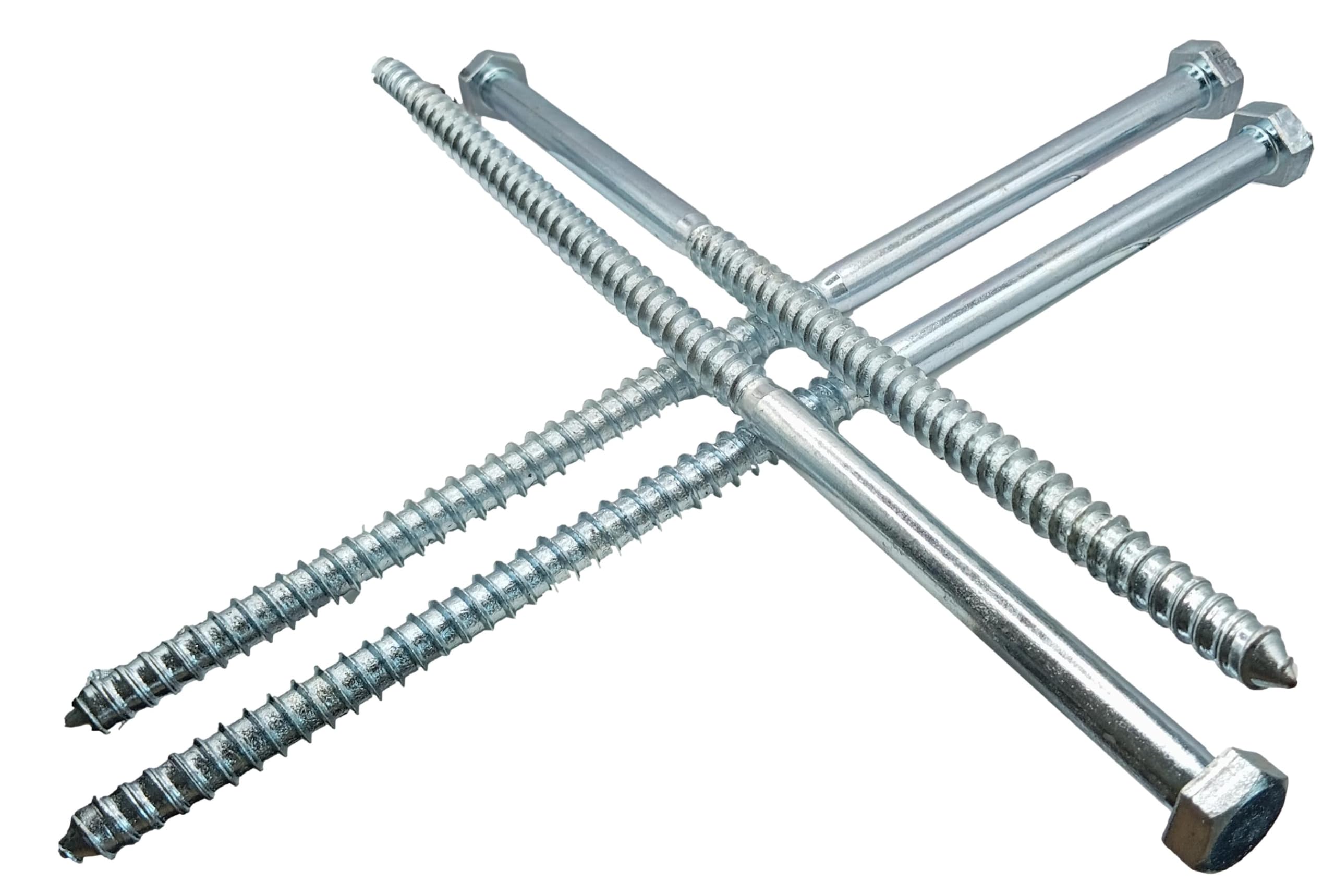 HAFD Heavy-Duty Sleeper Screws 12 x 300mm (12in) Zinc-Plated Hex Head Lag Bolts for Wood to Concrete Fixings for Coach Screw Outdoor Use in Decking Fencing