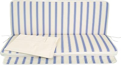 GHIOCUSCINI | Outdoor Cushion for Garden Swing, Nice Striped with Ecru Roof, Cotton/Polyester, Removable Cover, 135 cm, Thickness 6 cm, Made in Italy