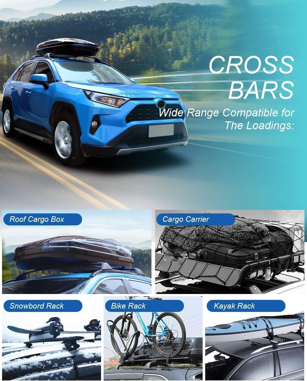 TINMAGI Krovni nosači montirani na Toyota RAV4