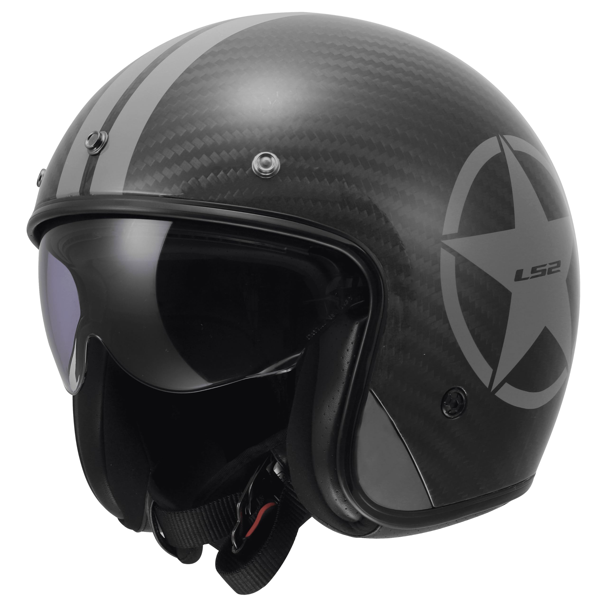 LS2, Casco Moto Jet BOB II CARBON STAR Grey, L