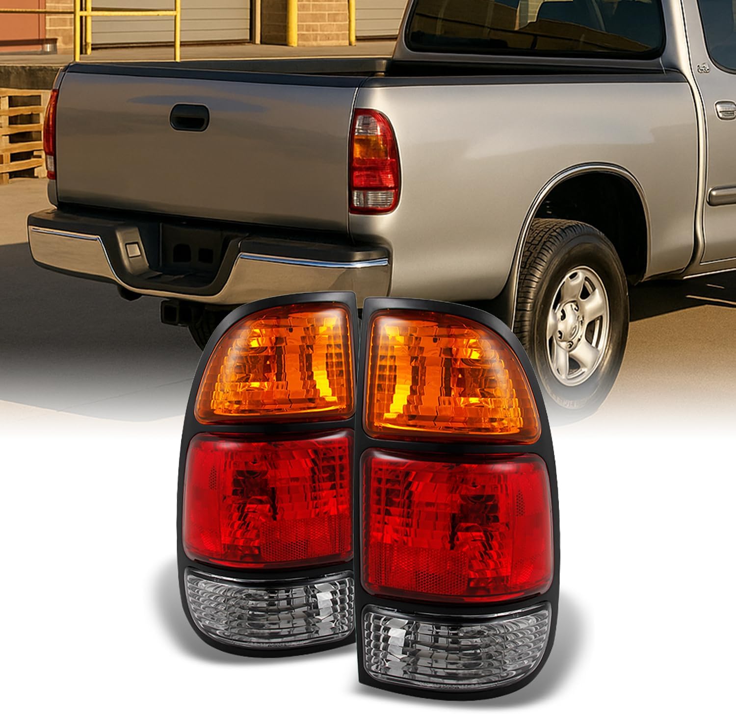 AKKON - For Toyota Tundra Pickup Truck Red Clear Lens Rear Tail Lights Brake Lamps Replacement Pair Left+ Right