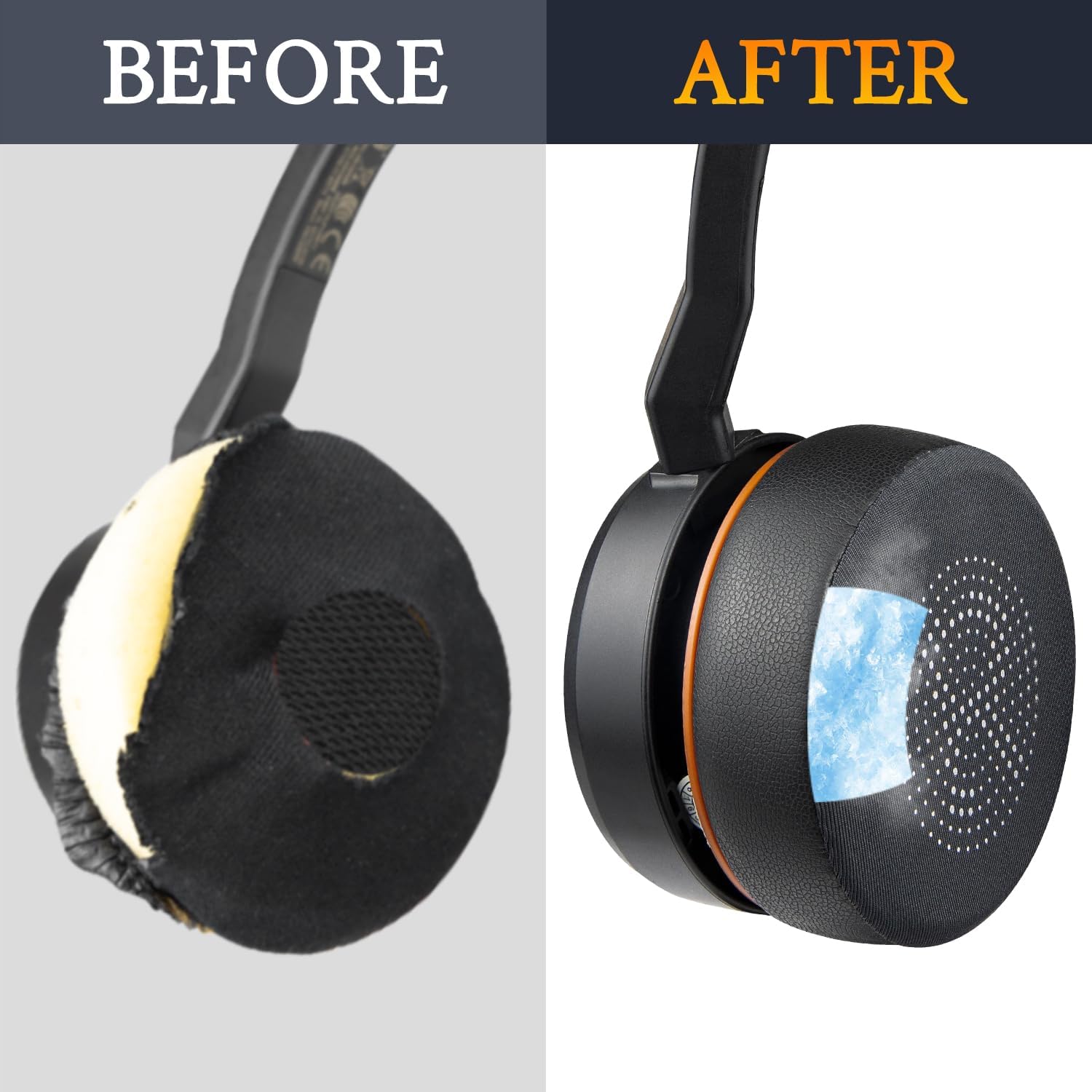 SOULWIT Cooling Earpads for Jabra Evolve 75 (75UC 75MS 75SE) Headset, Ear Pads Cushions with High-Density Noise Isolation Foam - Black