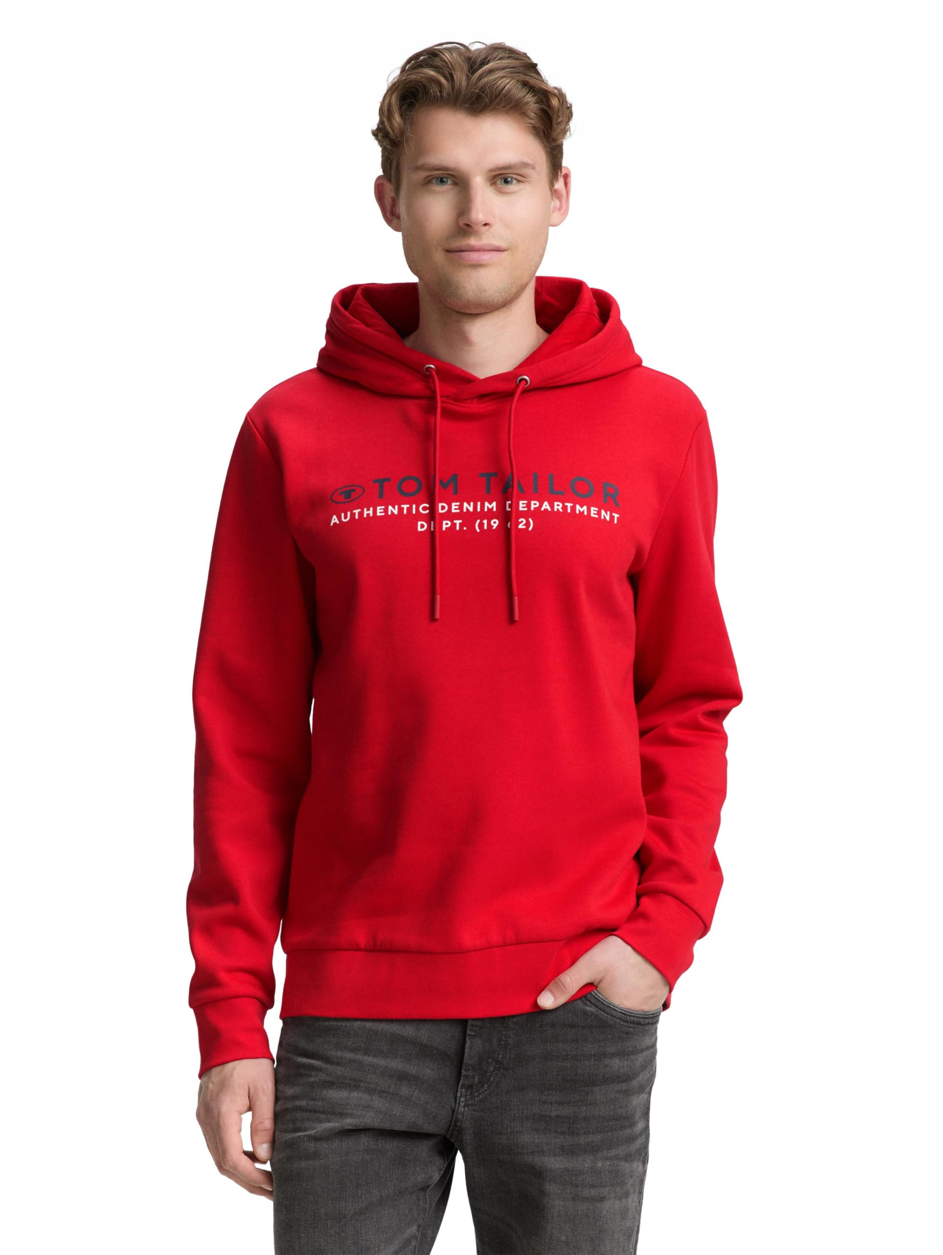 Tom Tailor Herren 1047825 Hoodie Sweatshirt mit Logo-Print (1er Pack)